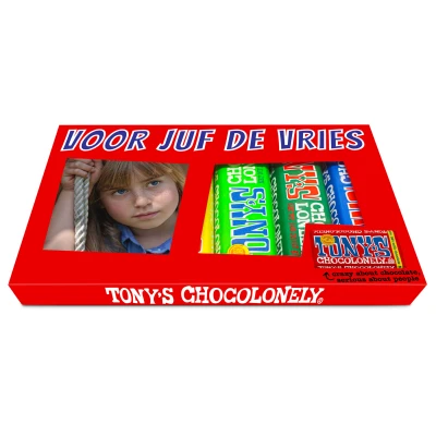 Tony's Chocolonely proeverijtje gepersonaliseerd - Cadeau voor de juf/meester