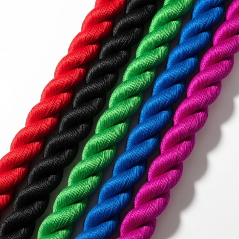 Gevlochten touw op maat: rood, groen, zwart, blauw en fuchsia