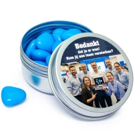 Zilver blikje met eigen ontwerp voor evenementen