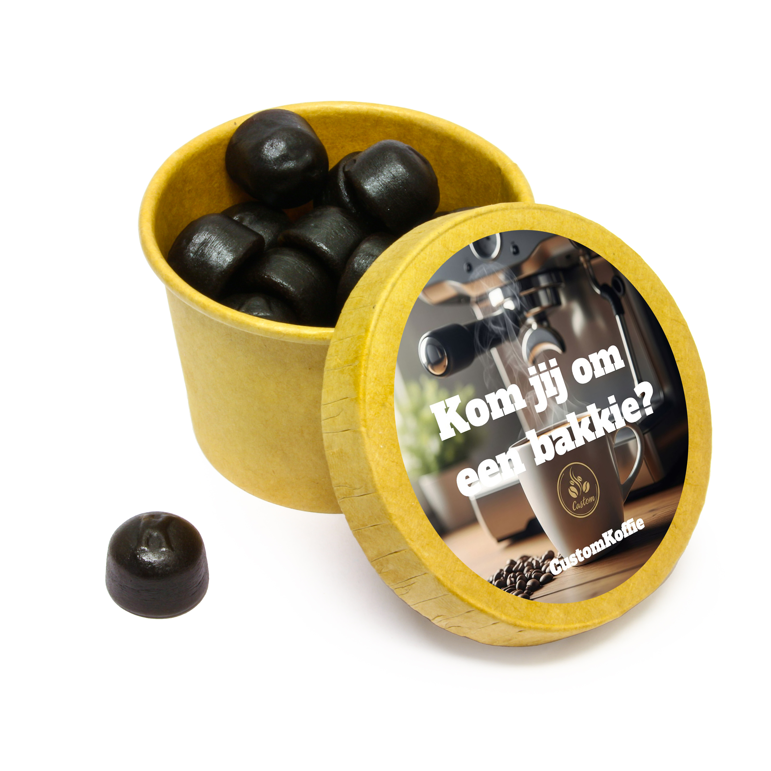 Bedankje voor beurzen - Kraft bekertje met drop voor beurzen en evenementen