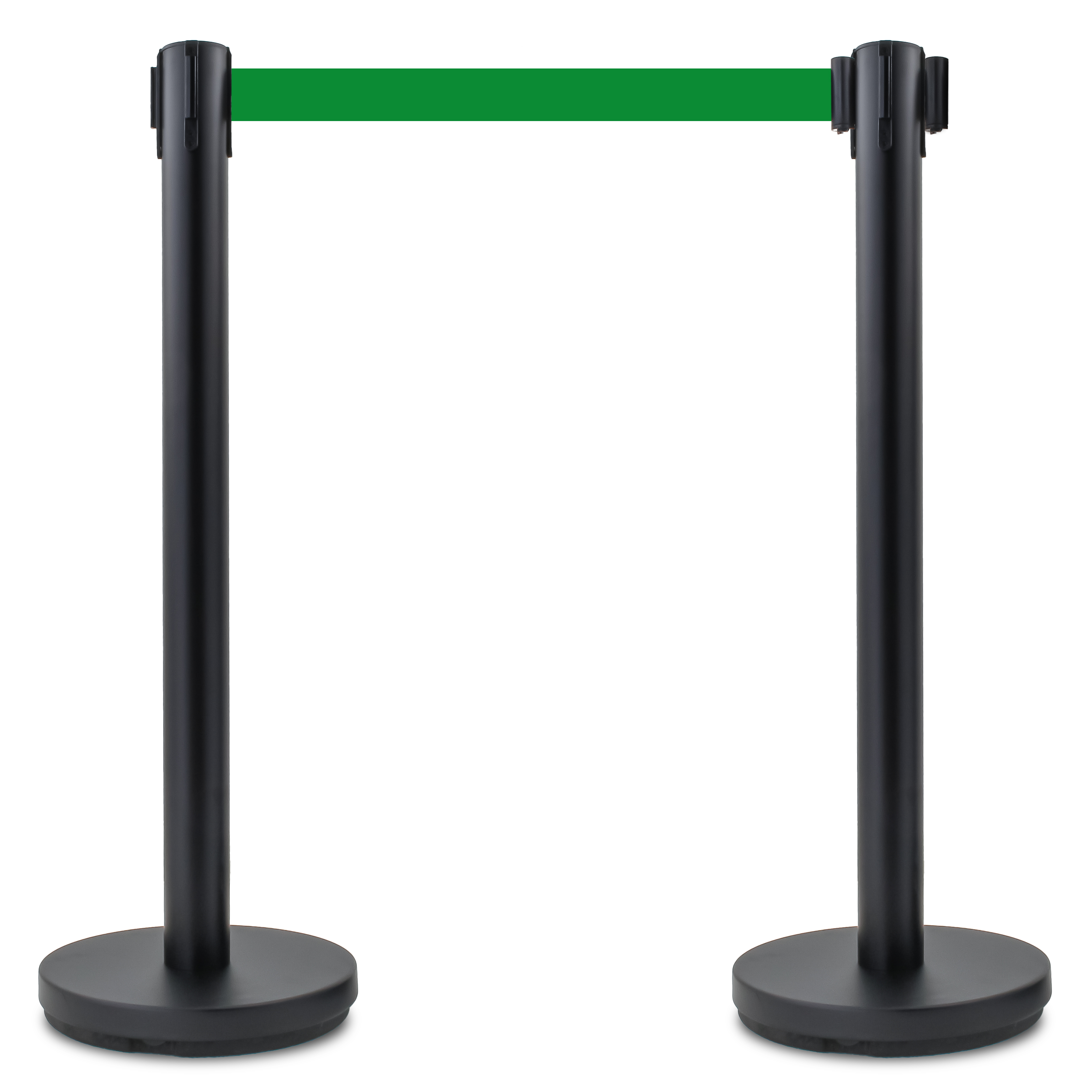 Zwarte afzetpaaltjes met groen lint