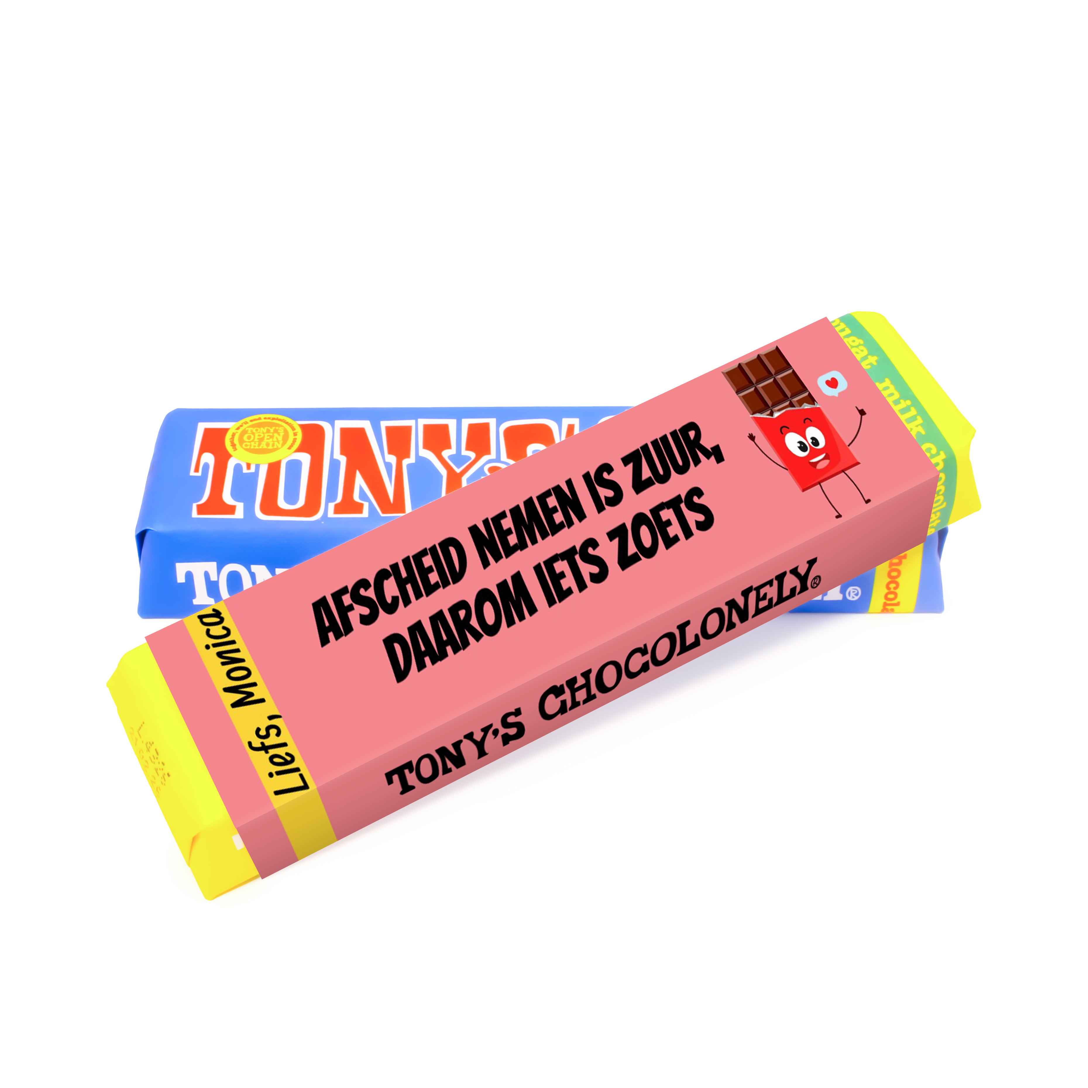 Chocolade reep met persoonlijke wikkel voor collega's