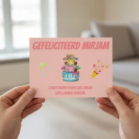 Felicitatie kaartje A6 in handen