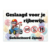 Kaartje voor geslaagd auto met namen - A6