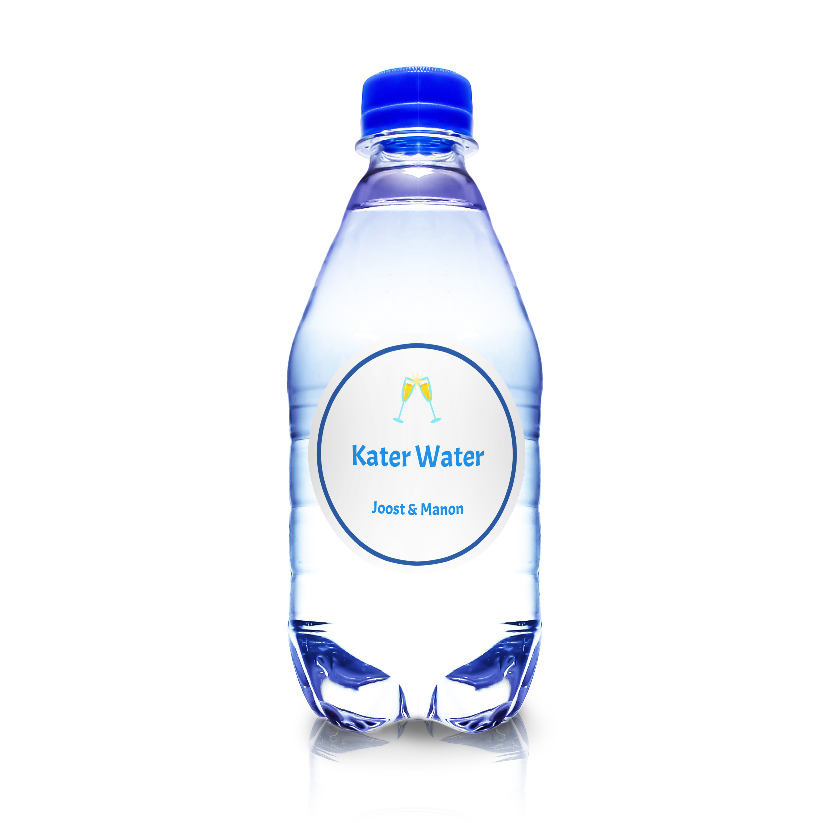 Flesje kater water - Bedrukt stickertje - 33 cl
