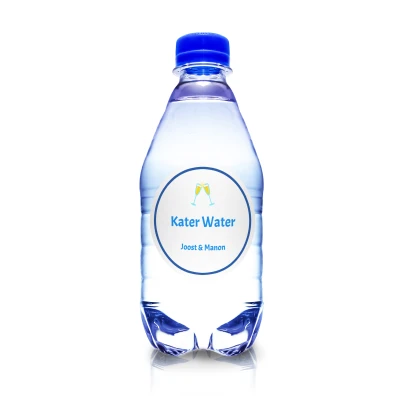 Flesje kater water - Bedrukt stickertje - 33 cl