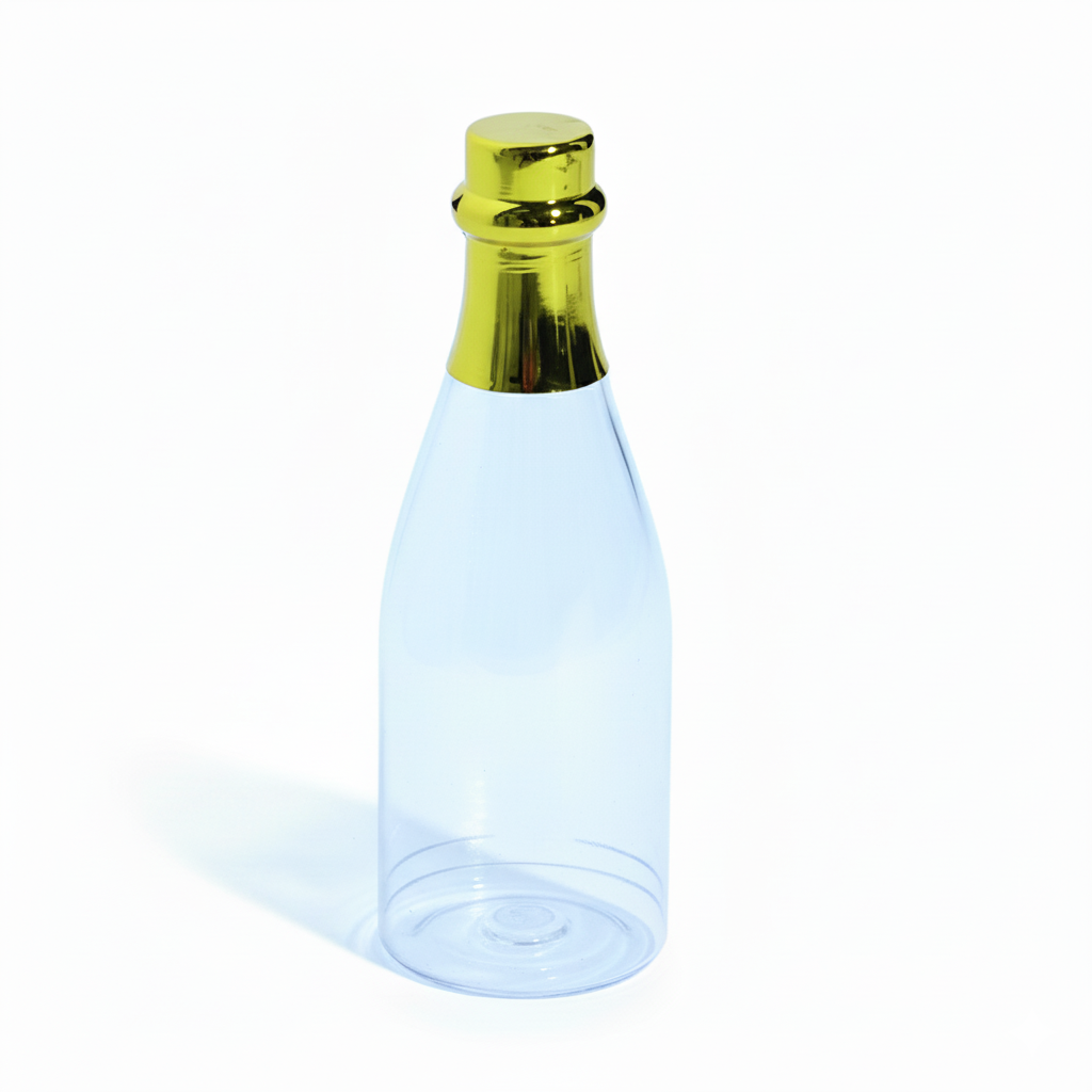 Champagne flesje leeg met gouden dop