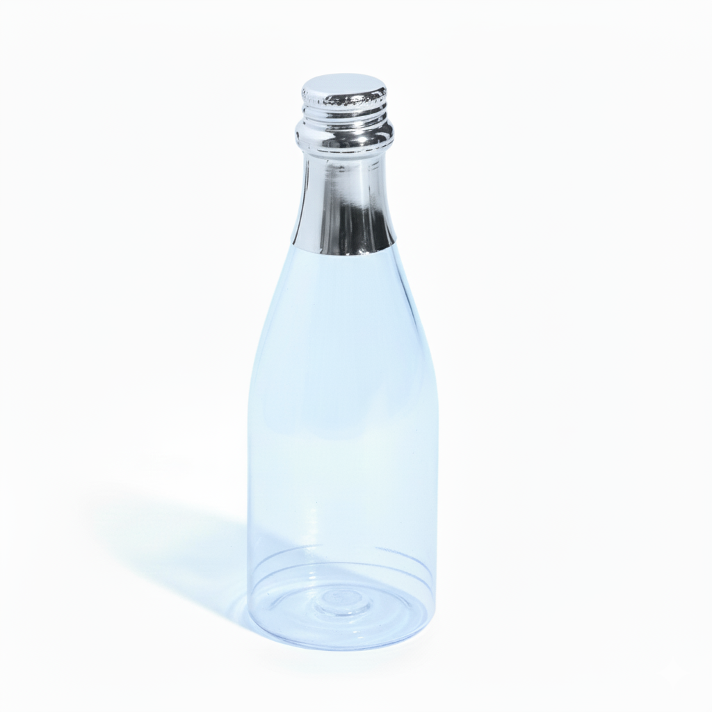Champagne flesje leeg met zilveren dop