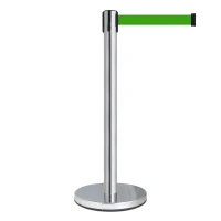 Afzetpaal RVS met groen uittrekbaar lint - 11 kg