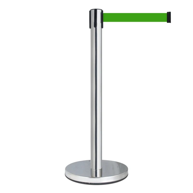 Afzetpaal RVS met groen uittrekbaar lint - 11 kg