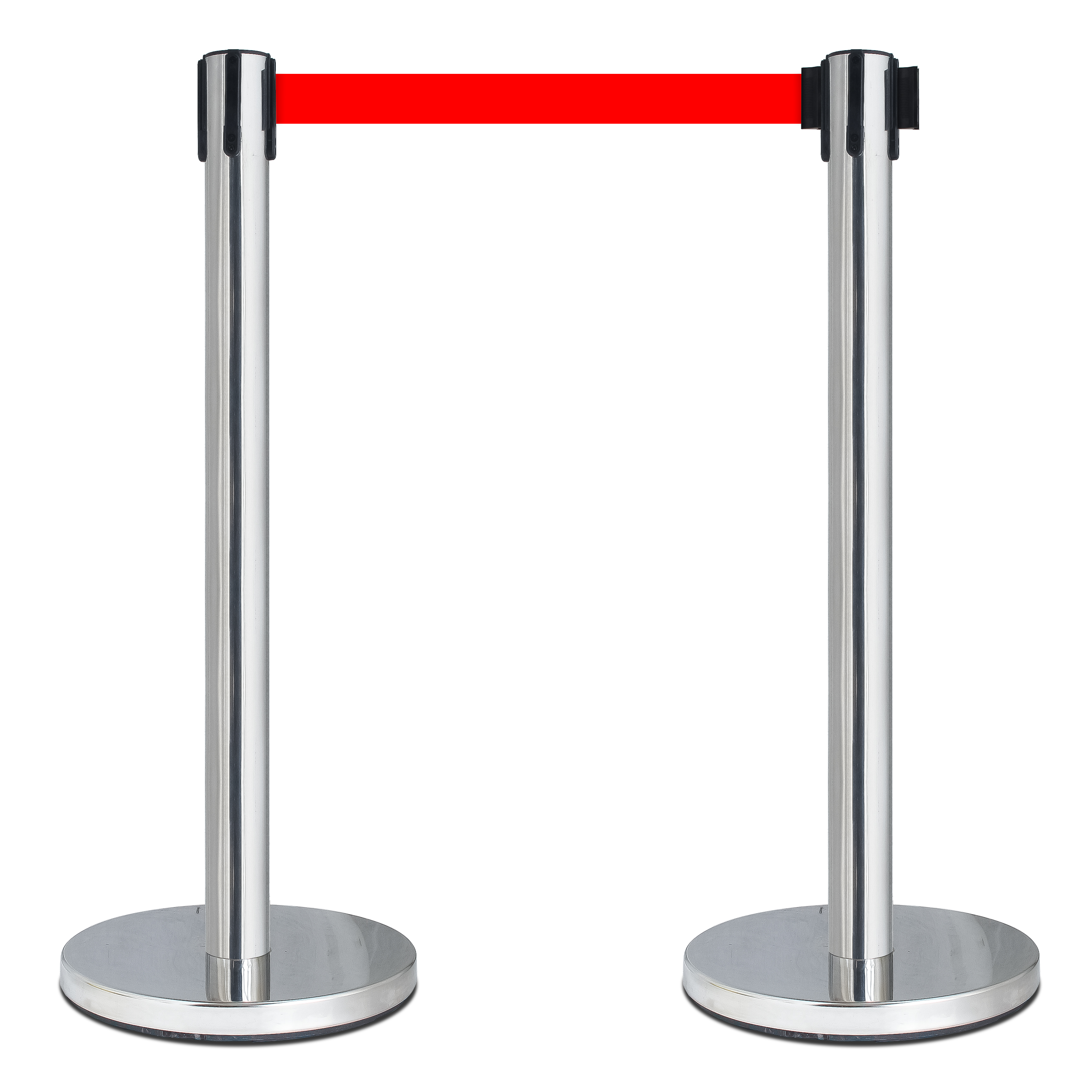 Set RVS afzetpalen met rood uittrekbaar lint - 11kg