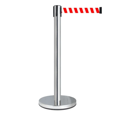 Afzetpaal RVS met rood/wit lint - 11 kg