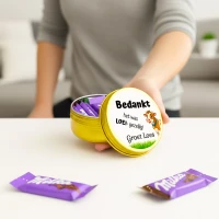Het was Loei gezellig - Goud blikje met Milka reepjes