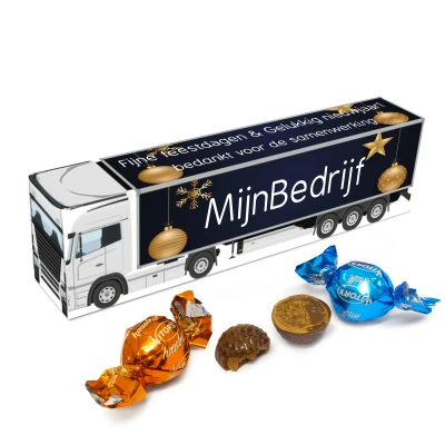 Vrachtwagen bonbondoosje met eigen ontwerp voor feestdagen en kerst