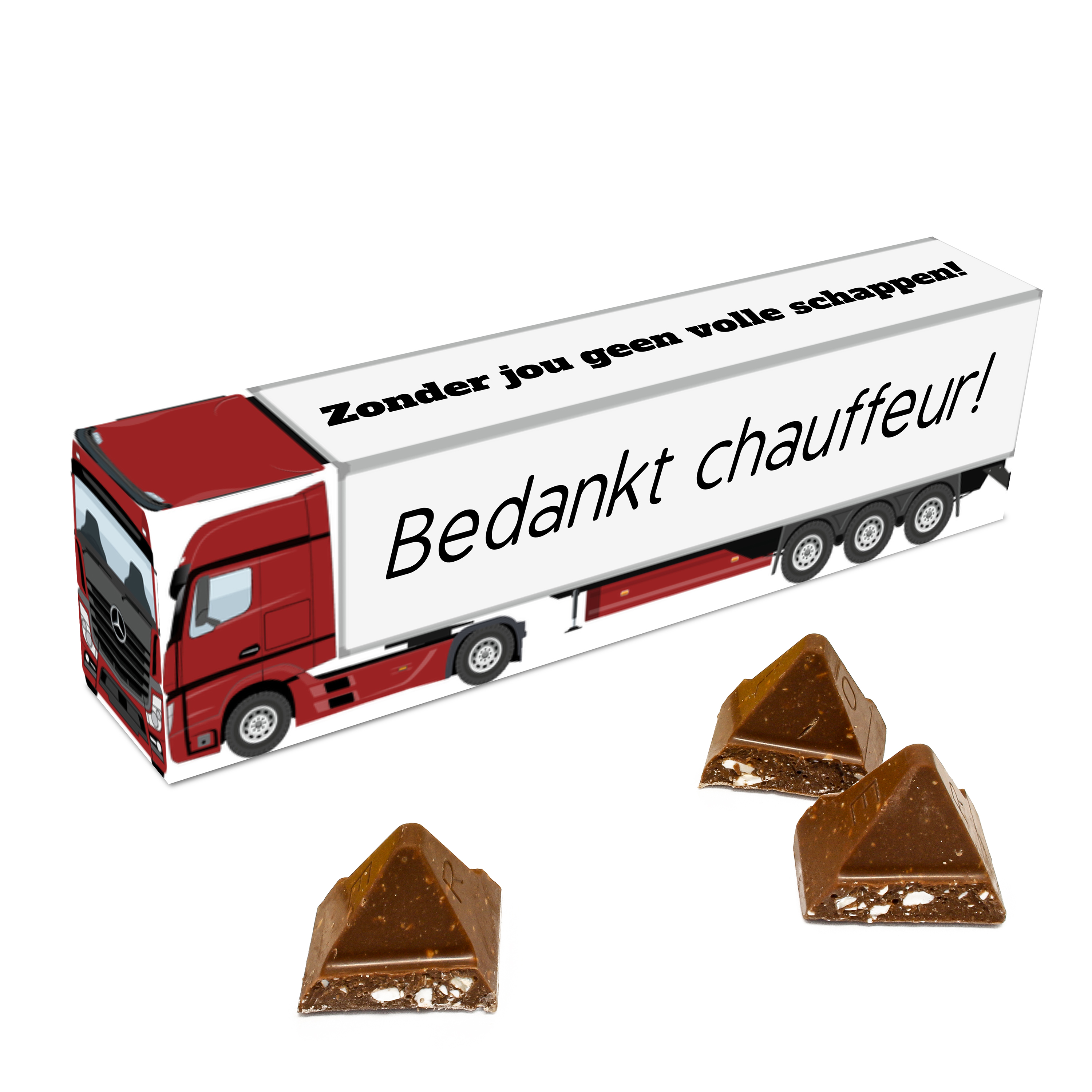 Vrachtwagen cadeaudoosje met Toblerone en eigen ontwerp truck