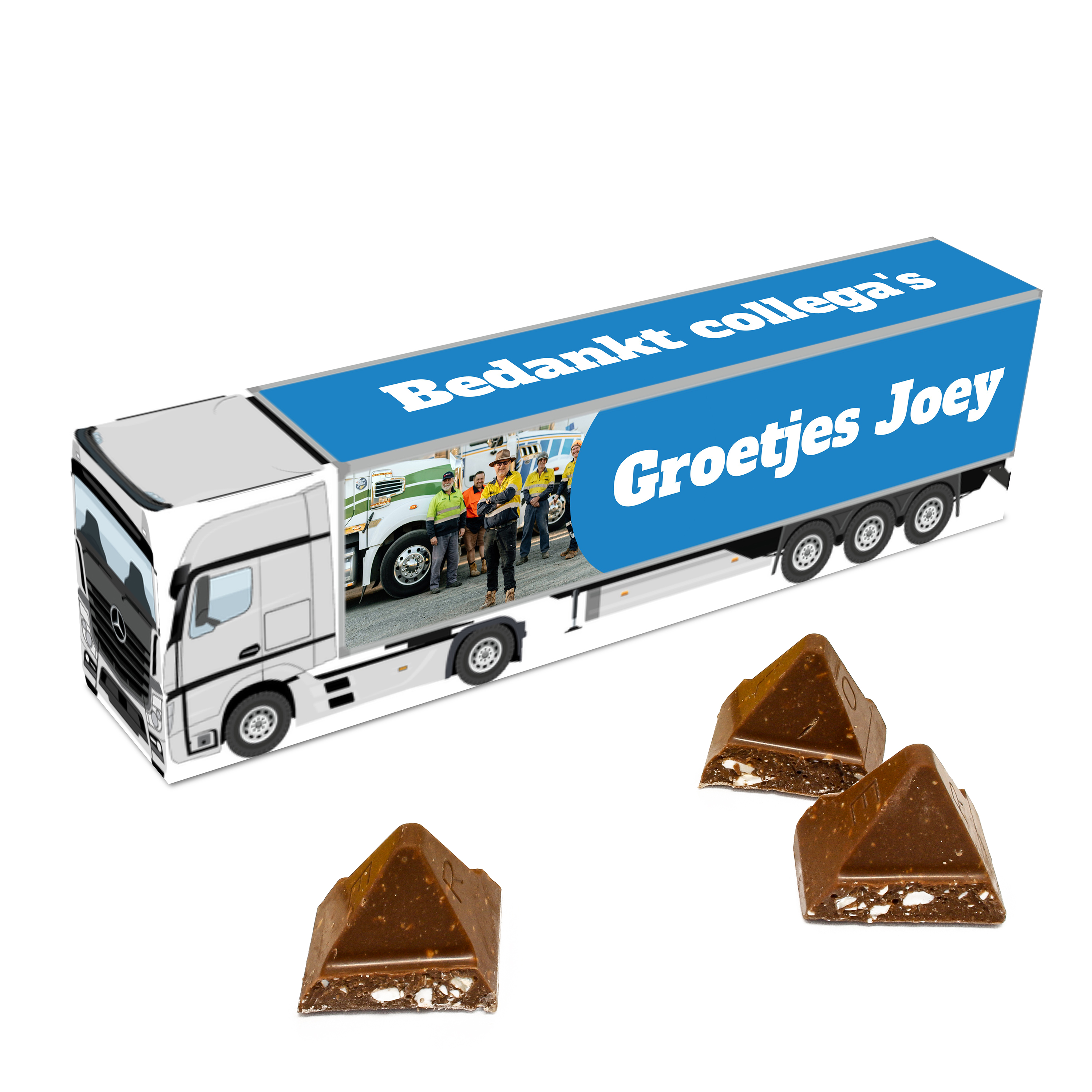 Vrachtwagen doosje met Toblerone - Bedankje voor collega's