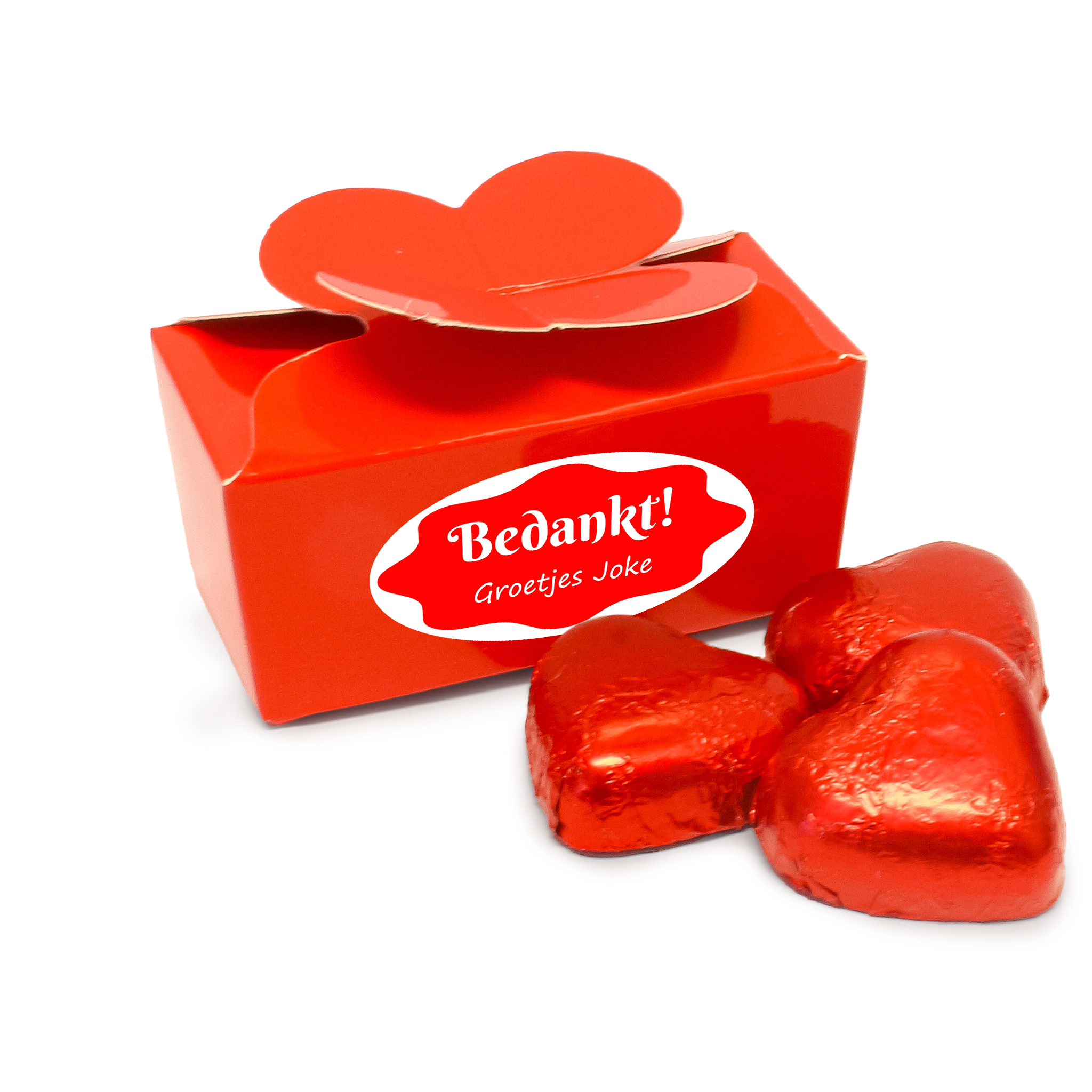 Gepersonaliseerd cadeautje - Bonbondoosje met hartjes chocolade