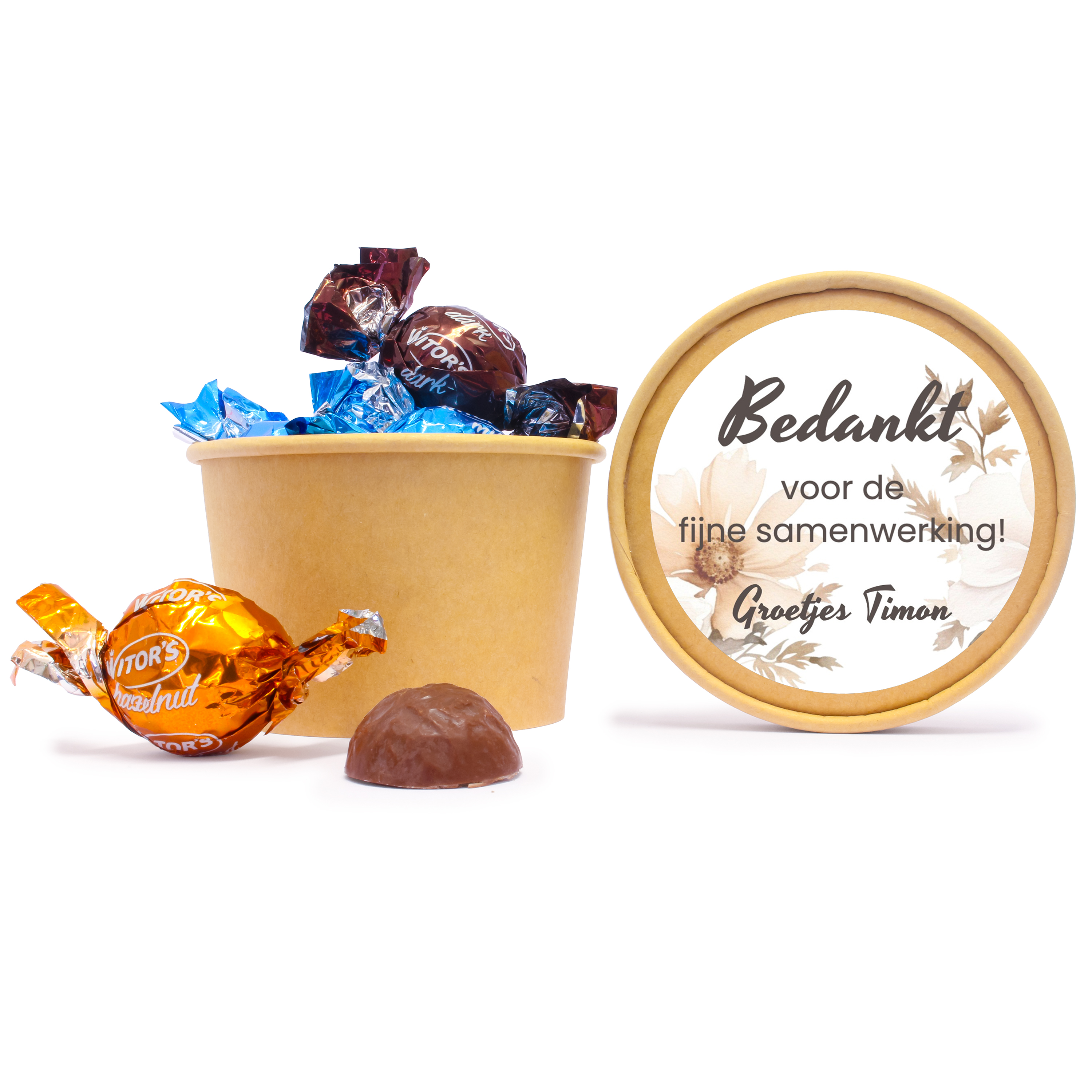 Gepersonaliseerde beker met bonbons - 250 ml