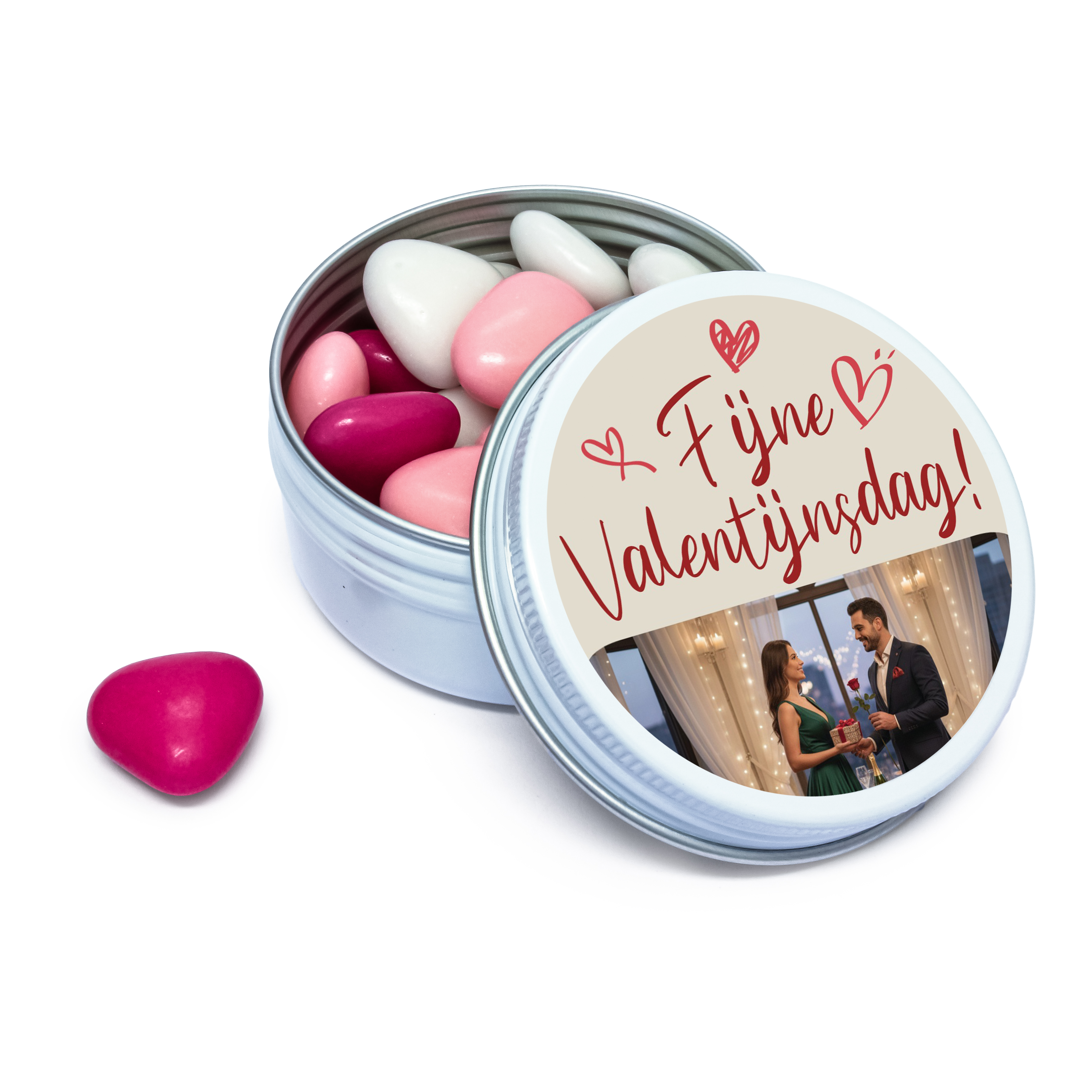 Gepersonaliseerd wit cadeaublikje voor Valentijn