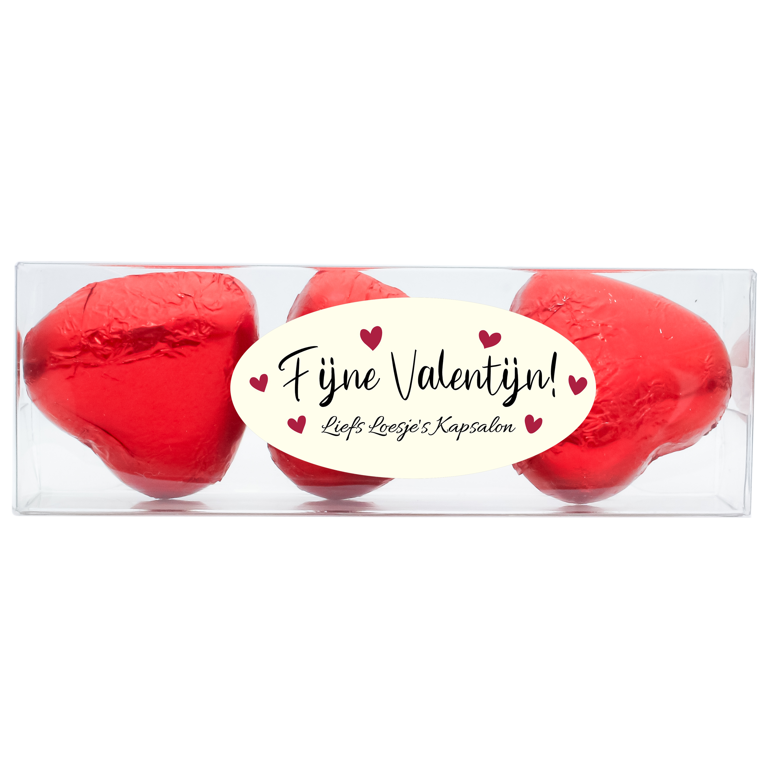 Gepersonaliseerd presentje met chocolade bonbons voor klanten op Valentijnsdag