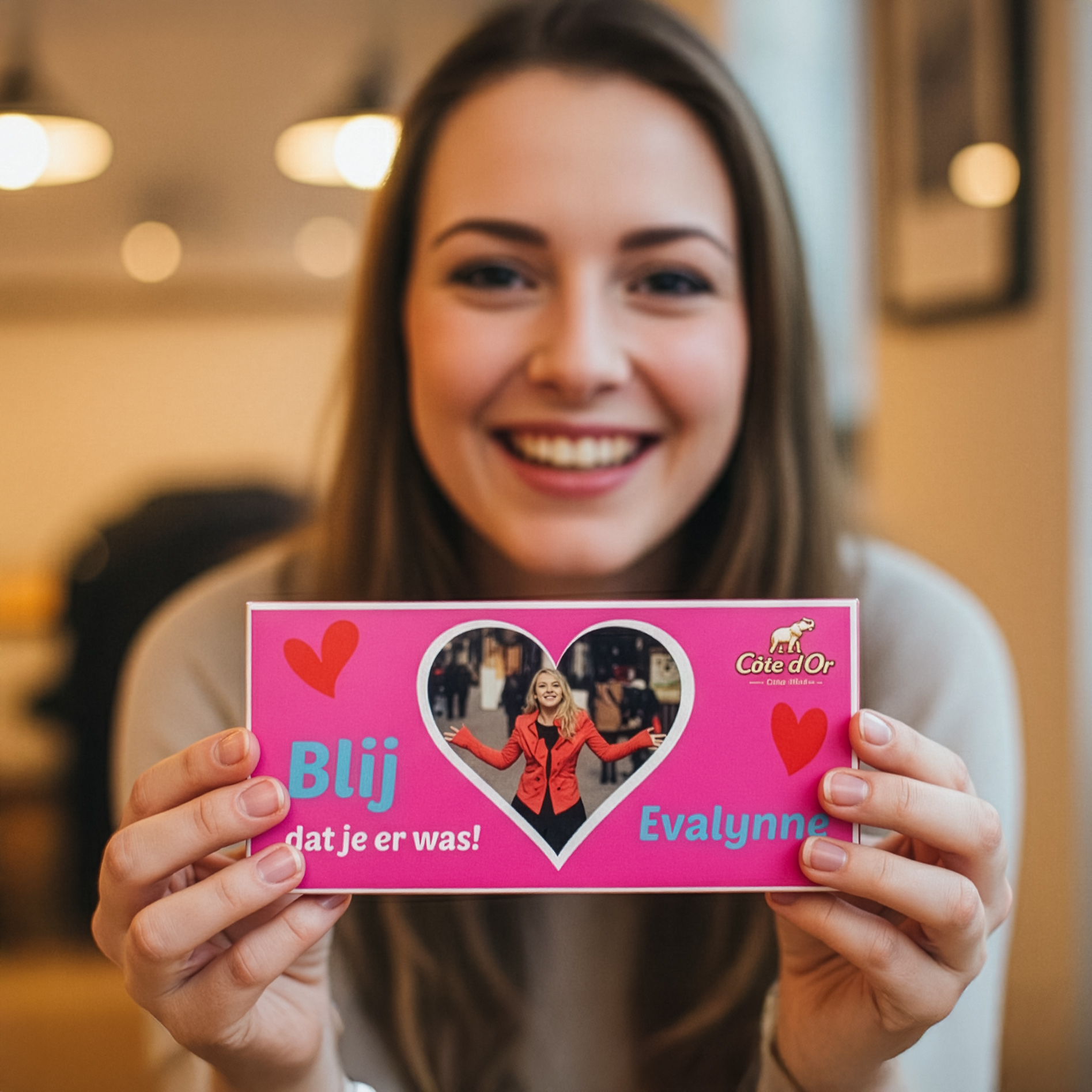 Gepersonaliseerd Côte d'Or cadeautje met foto en hartje
