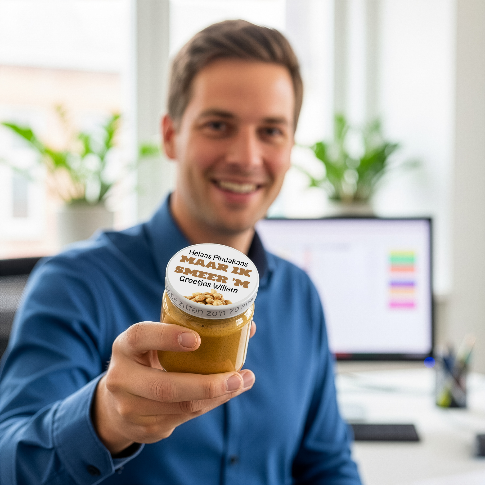 Pindakaas potje met print als afscheidscadeautje voor collega's - Helaas pindakaas