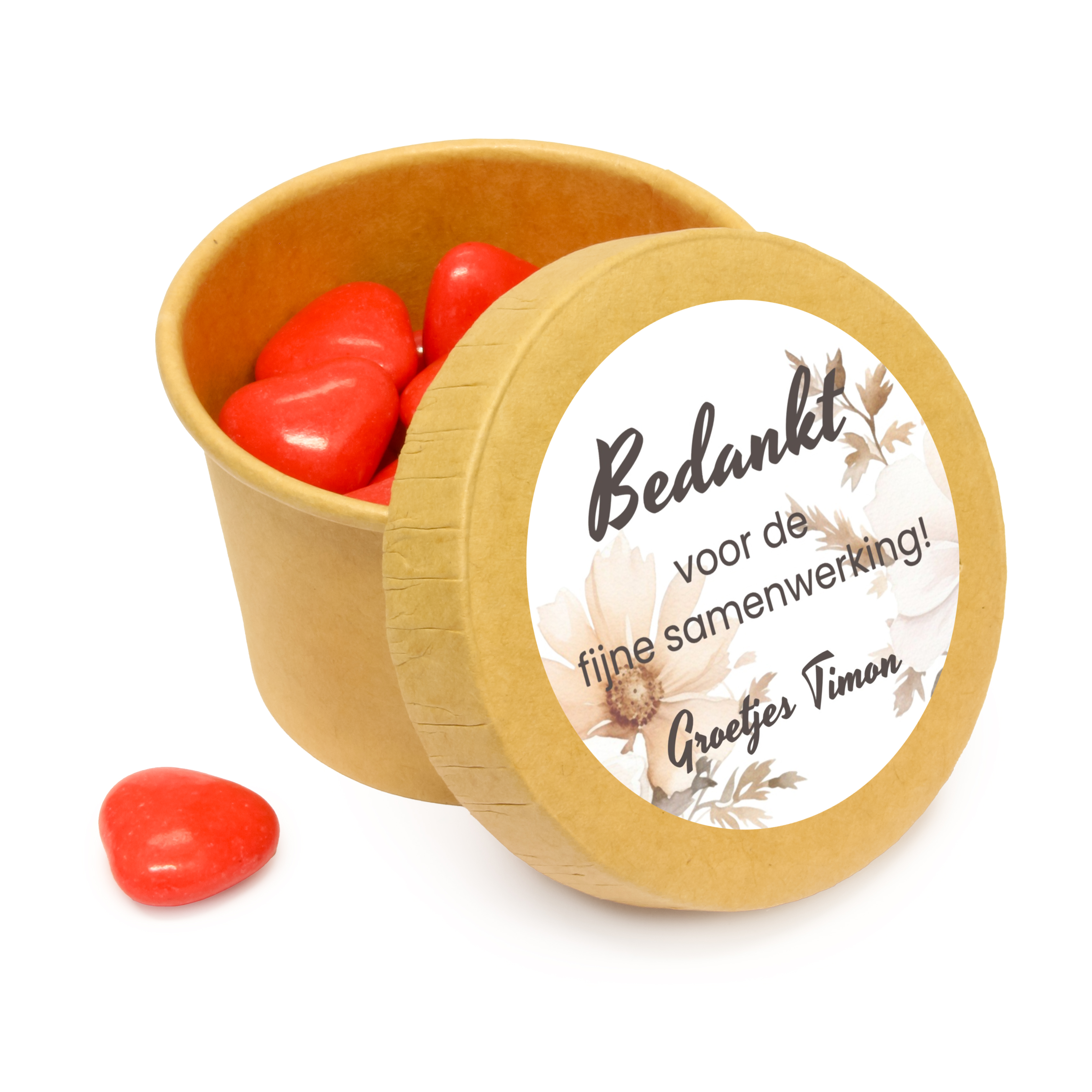 Afscheidsbedankje voor collega's - Bekertje gevuld met snoepjes