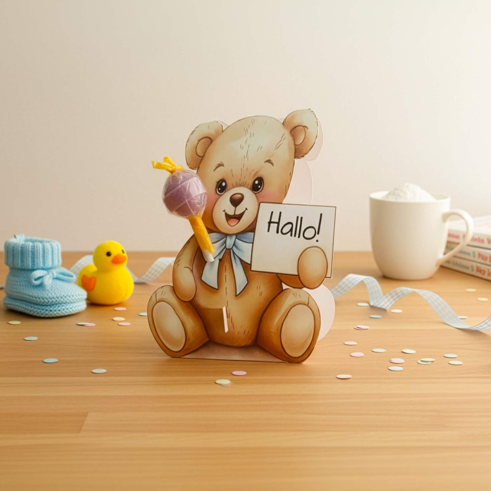 Beertje traktatie of verjaardag kaartje met lolly