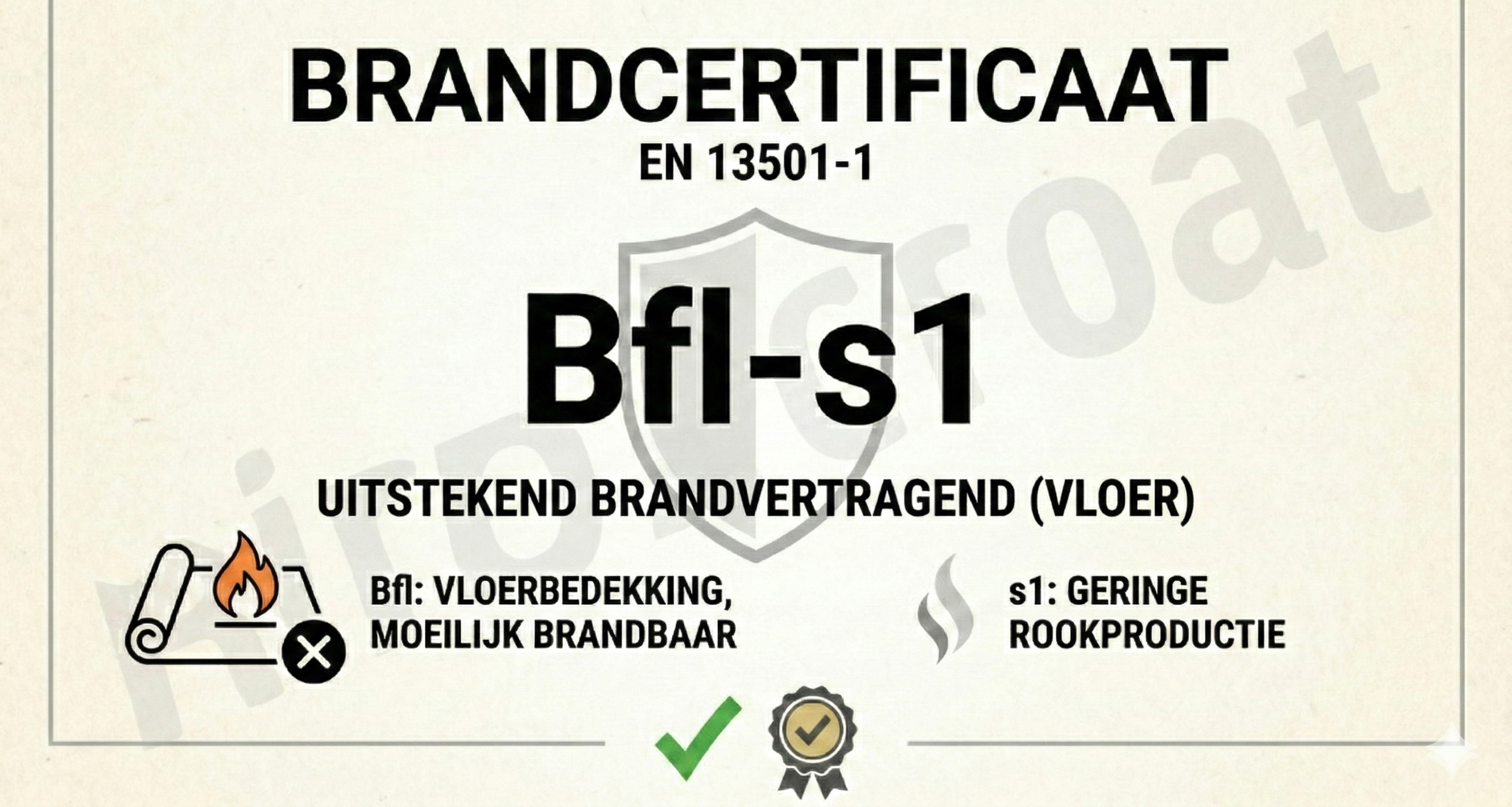Brandcertificaat icoon Bfl-s1 voor vilt lopers