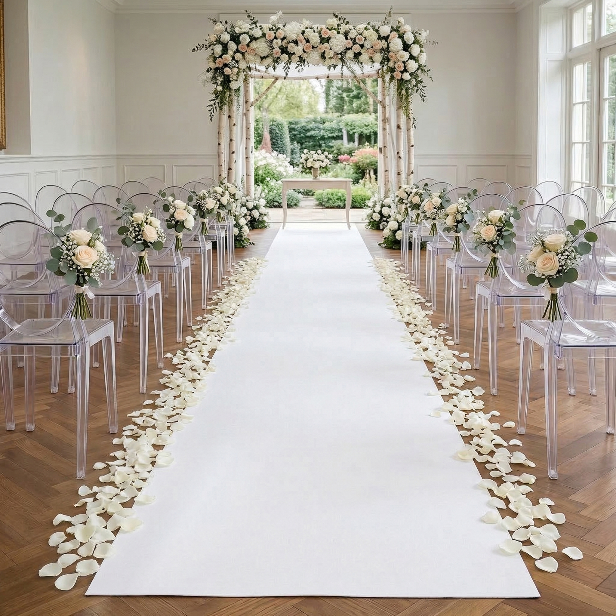 Witte loper bij bruiloft ceremonie