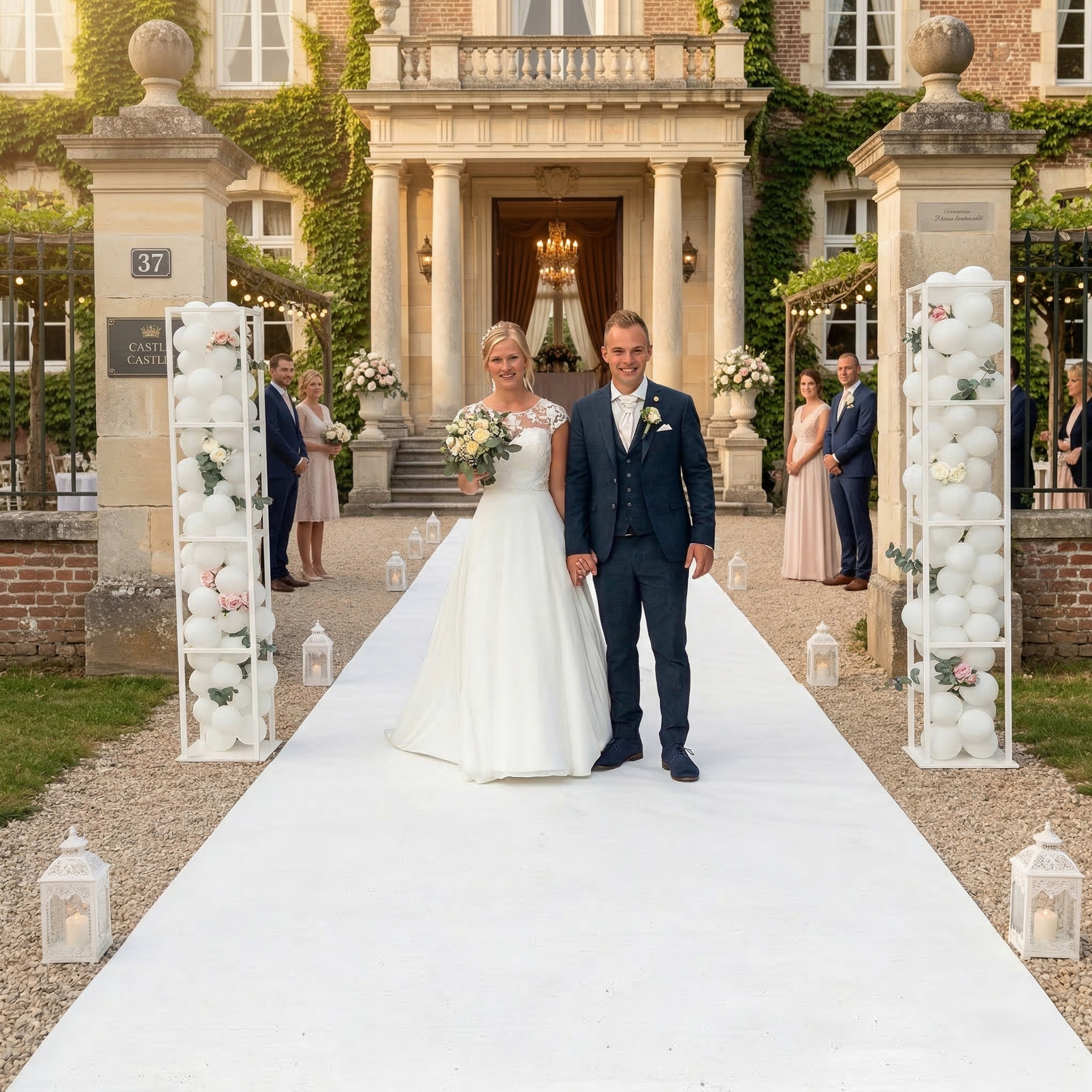 Witte loper twee meter breedte op bruiloft