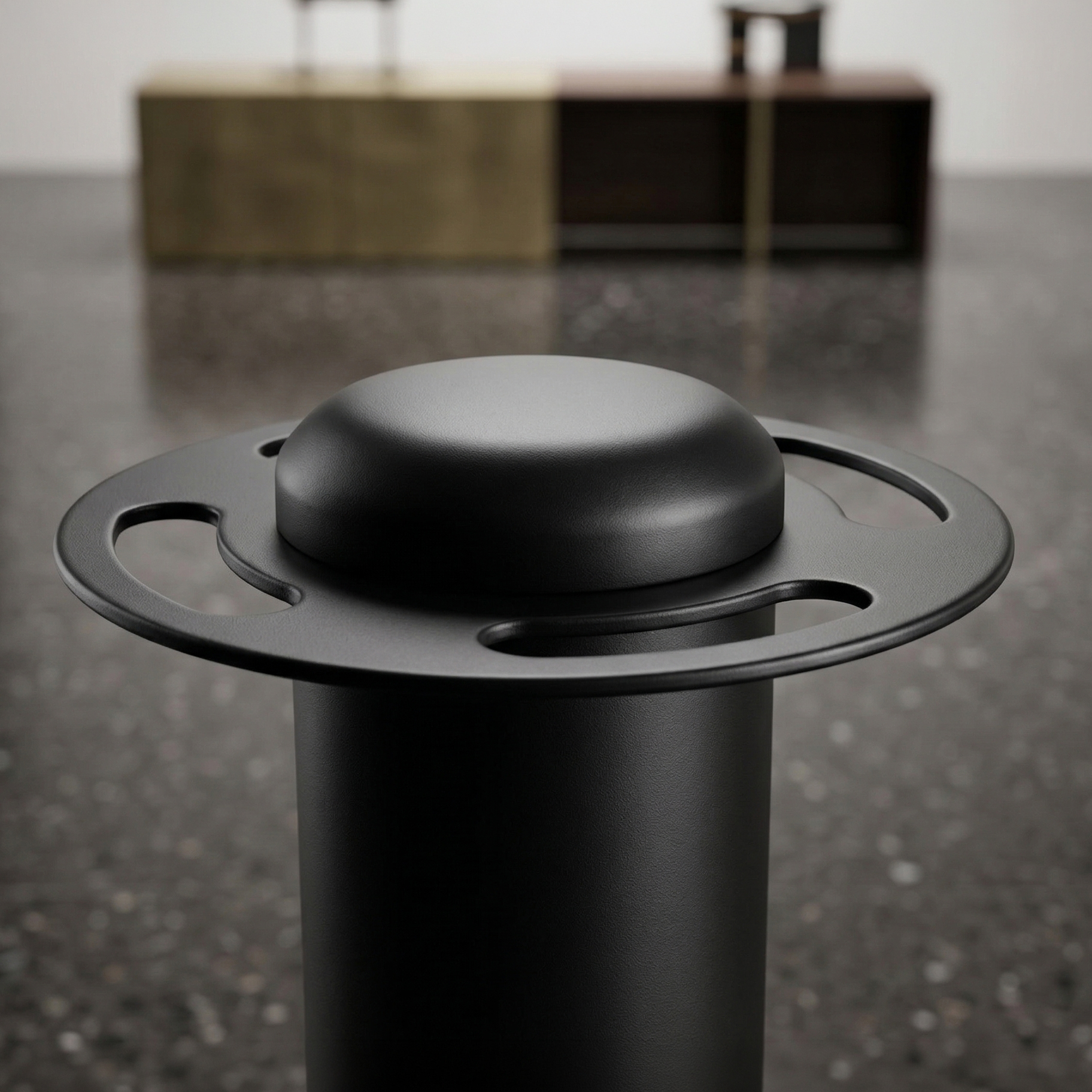 Afzetpaal platte kop zwart