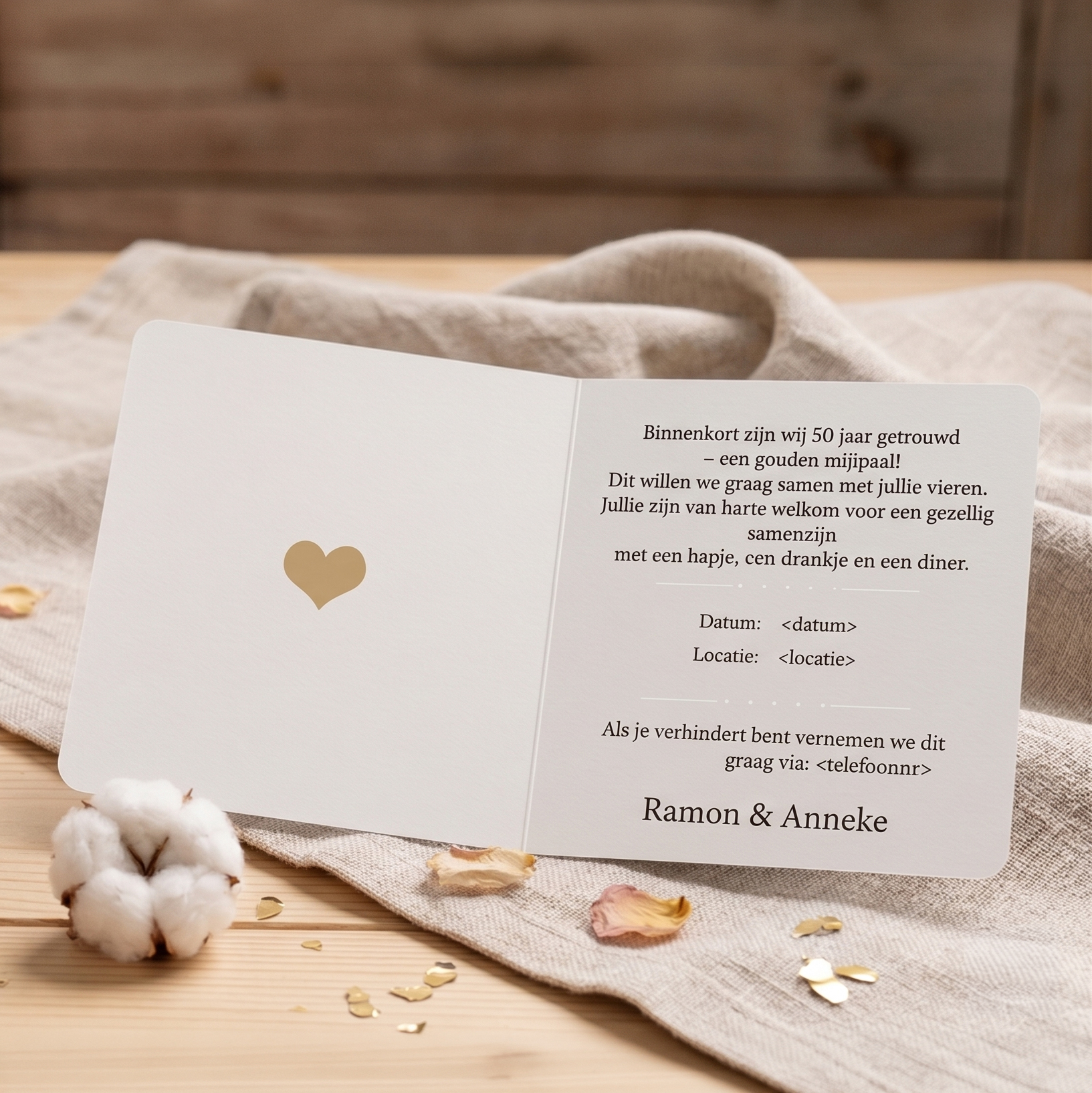 Jubileum kaartje 50 jarig huwelijk - Binnenkant