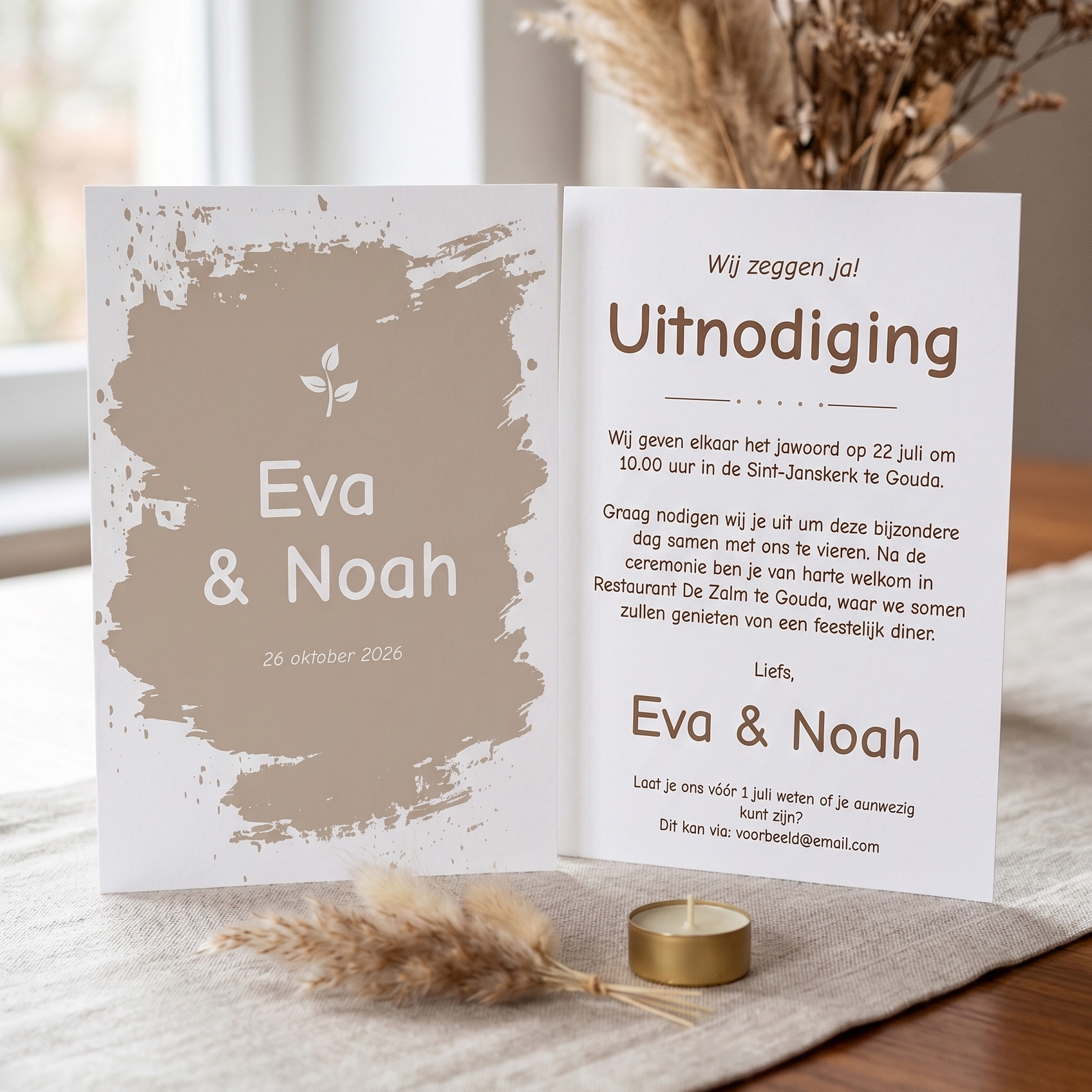 Trouwkaart - Uitnodiging huwelijk kaartje maken (300g luxe)