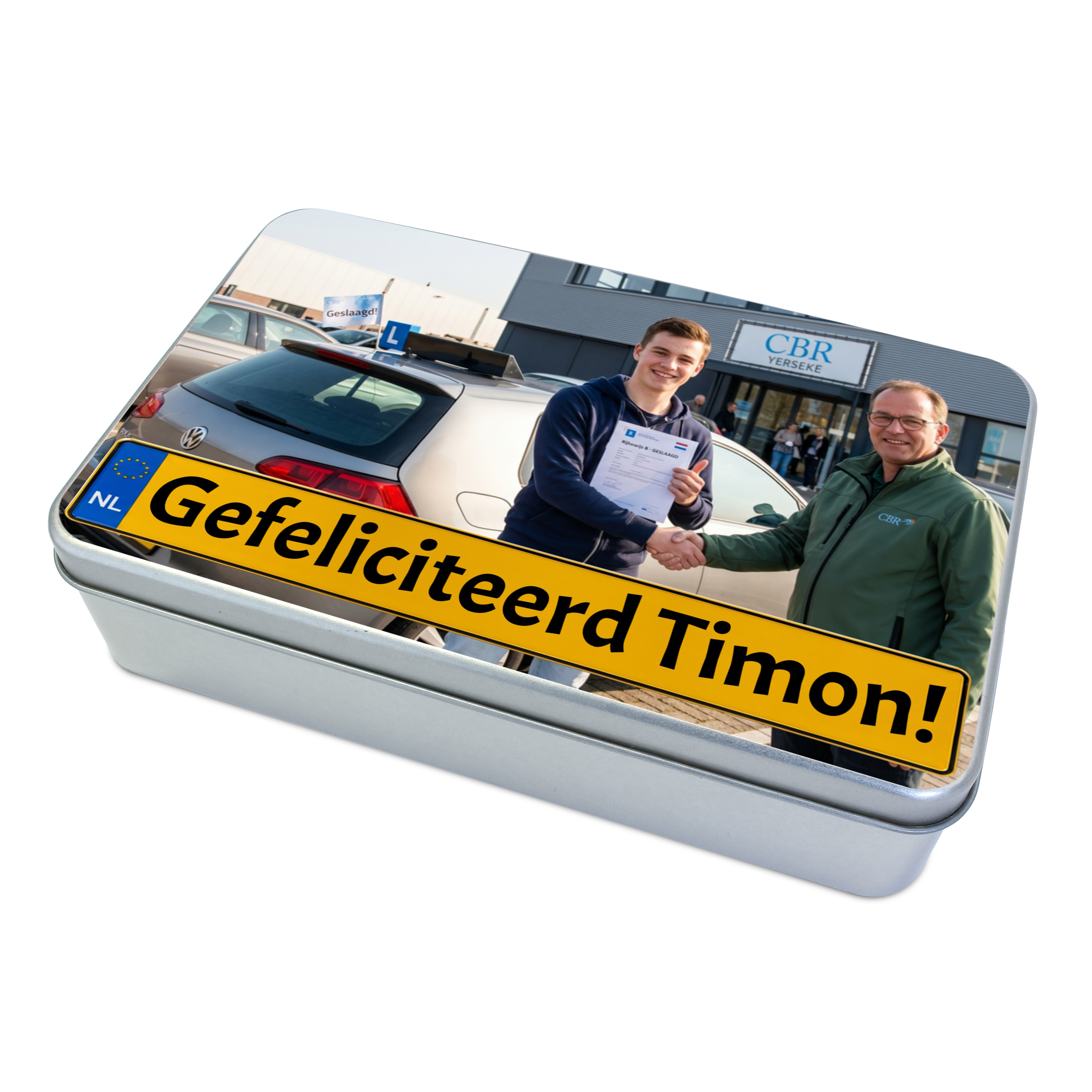 Geslaagd rijbewijs cadeau blik met foto – Gepersonaliseerd cadeaublik rijbewijs gehaald