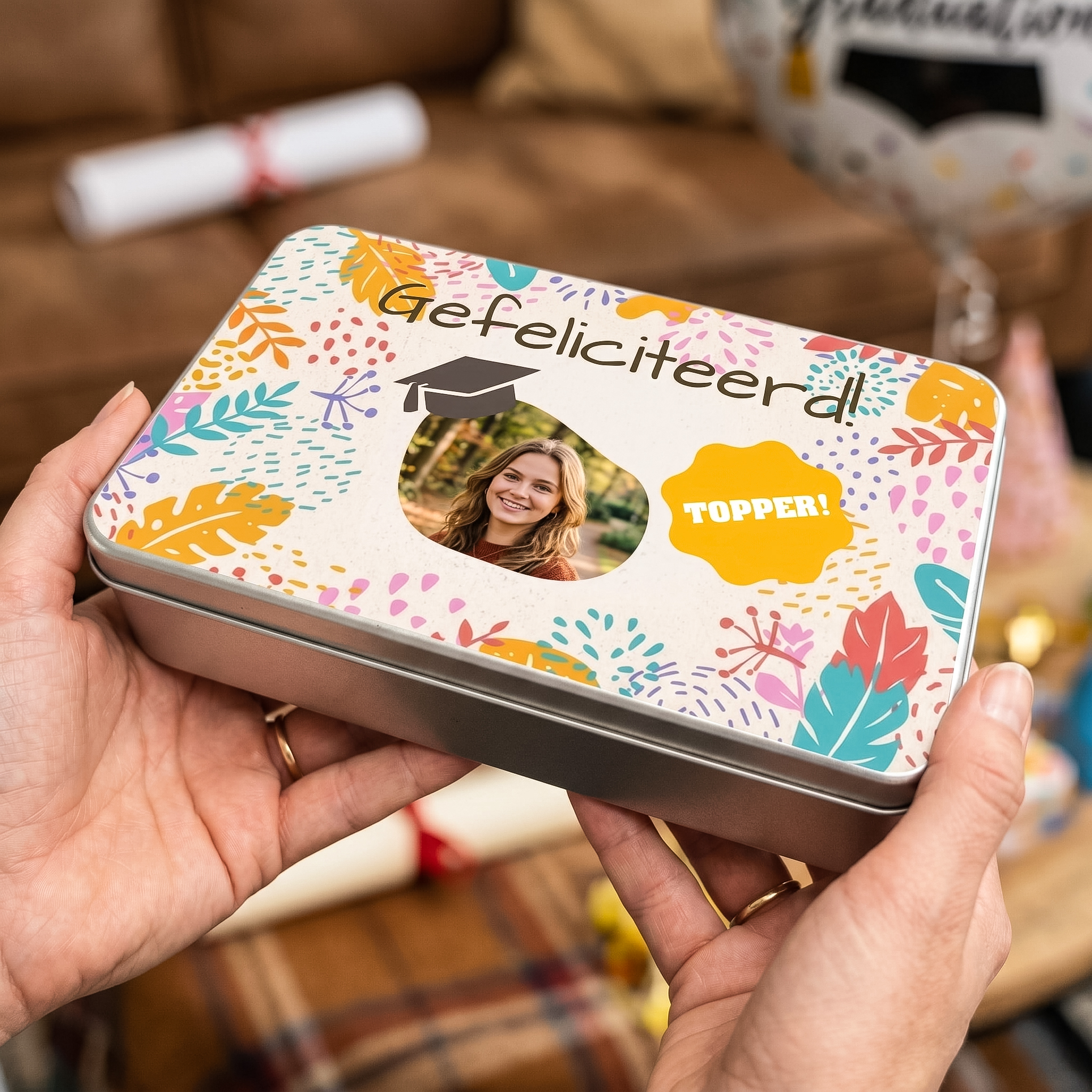 Cadeautje met foto voor halen van diploma