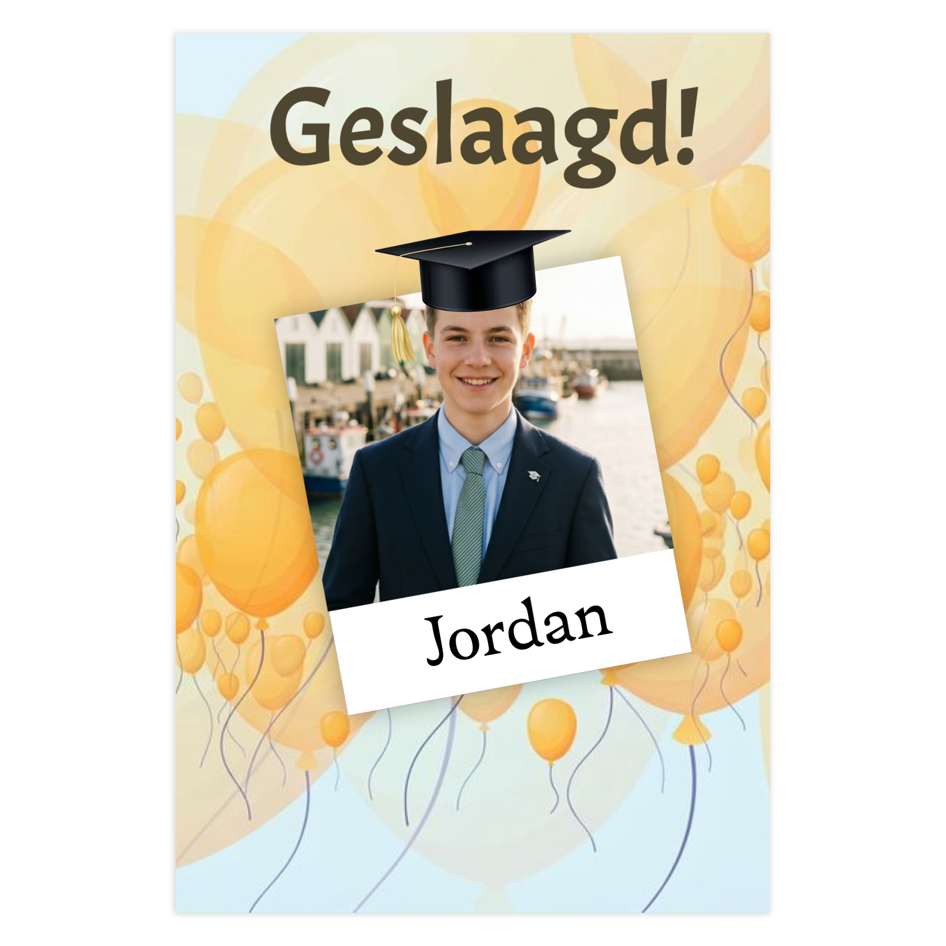 Geslaagd kaart met foto en naam – Felicitatie kaartje examen (300g luxe)