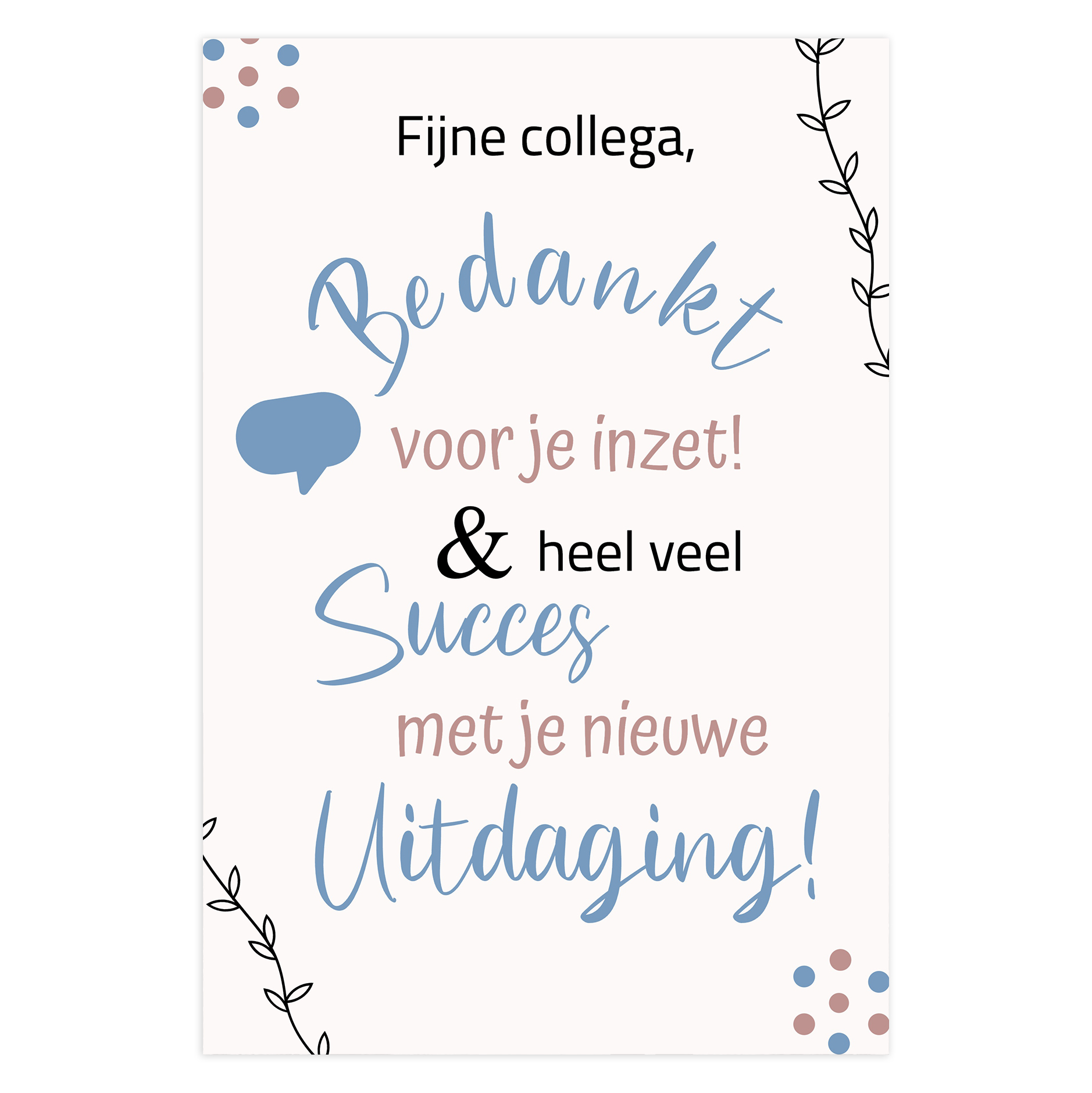 Bedankkaartje collega | A6 kaart