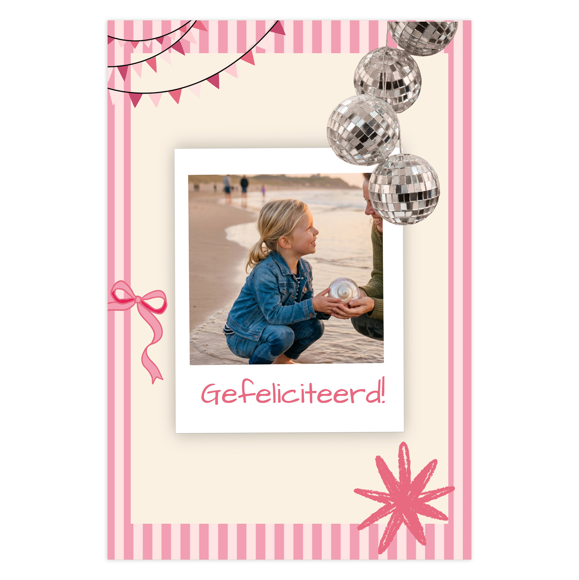Verjaardagskaart meisje met foto – Roze felicitatie kaartje met naam – Luxe A6 dubbelzijdig