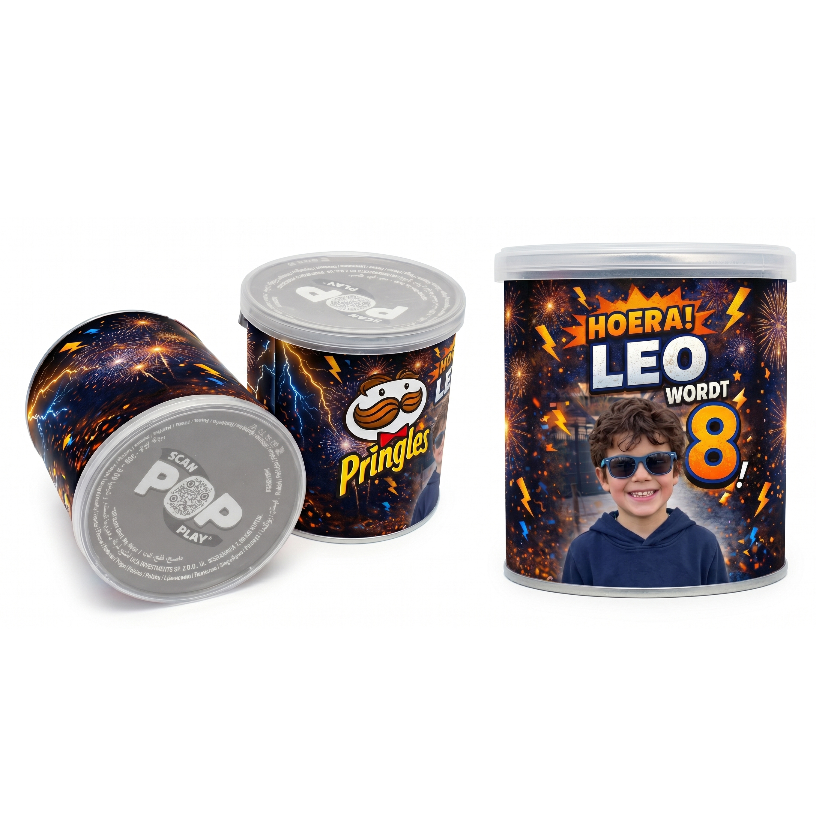 Gepersonaliseerd uitdeelcadeauatje - Pringles met zelf te ontwerpen verjaardag wikkel