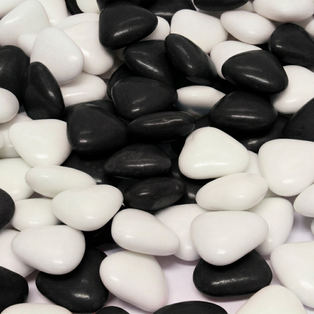 Chocolade minihartjes zwart/wit