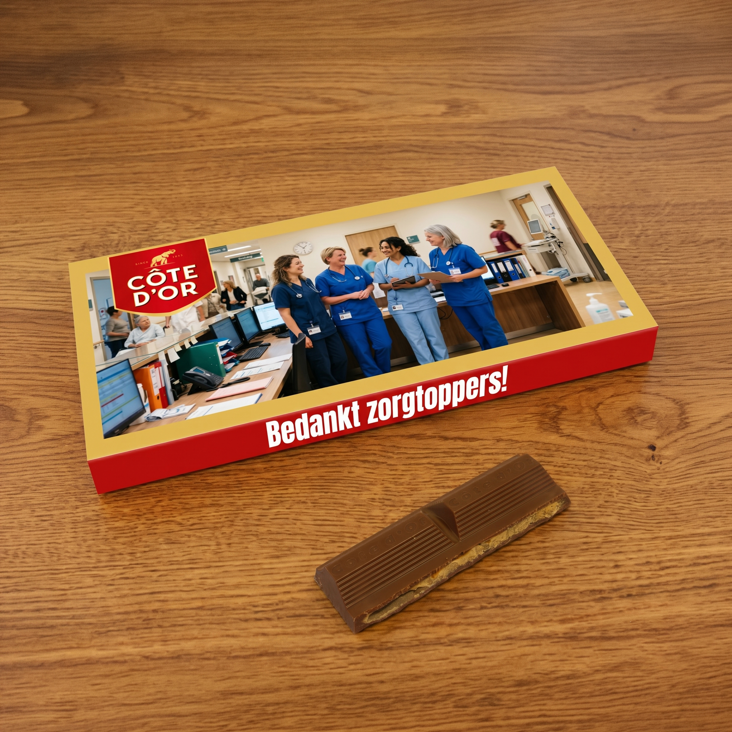 Côte d'Or voor de zorg op houten achtergrond