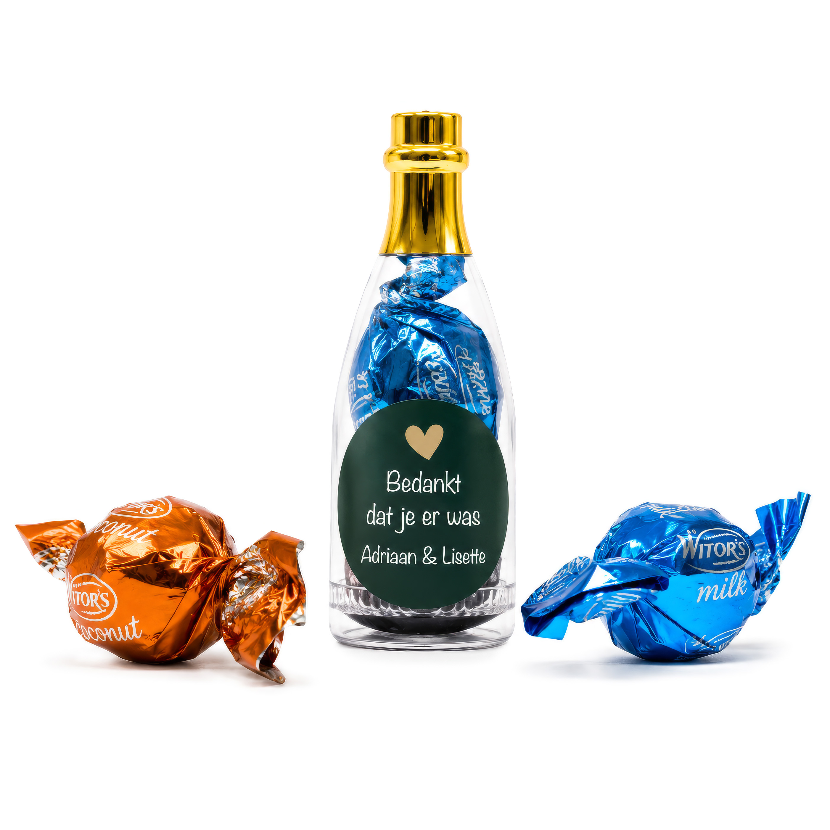 Champagne flesje goud - Bedankje voor afscheid op het werk