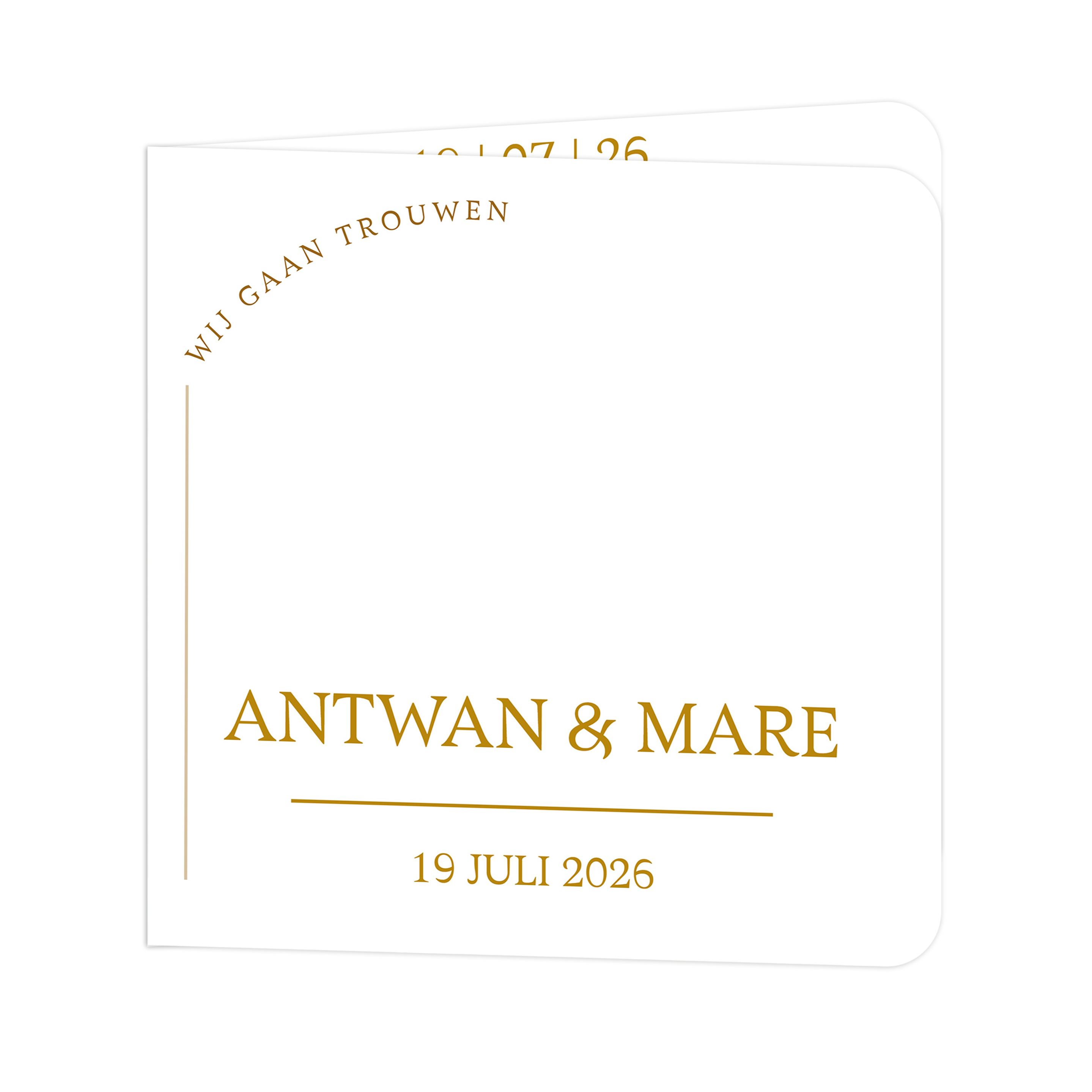 Luxe moderne trouwkaart goud & wit - Met eigen namen