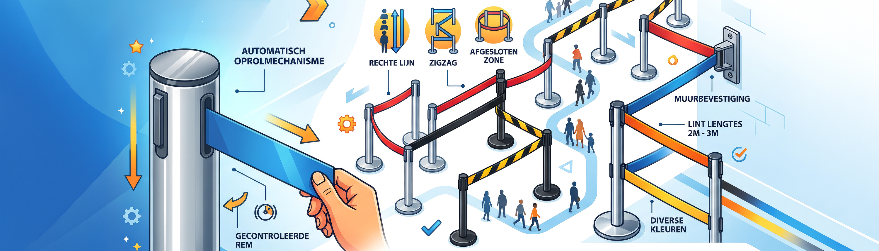 Banner blog hoe werken afzetpaaltjes met uittrekbaar lint