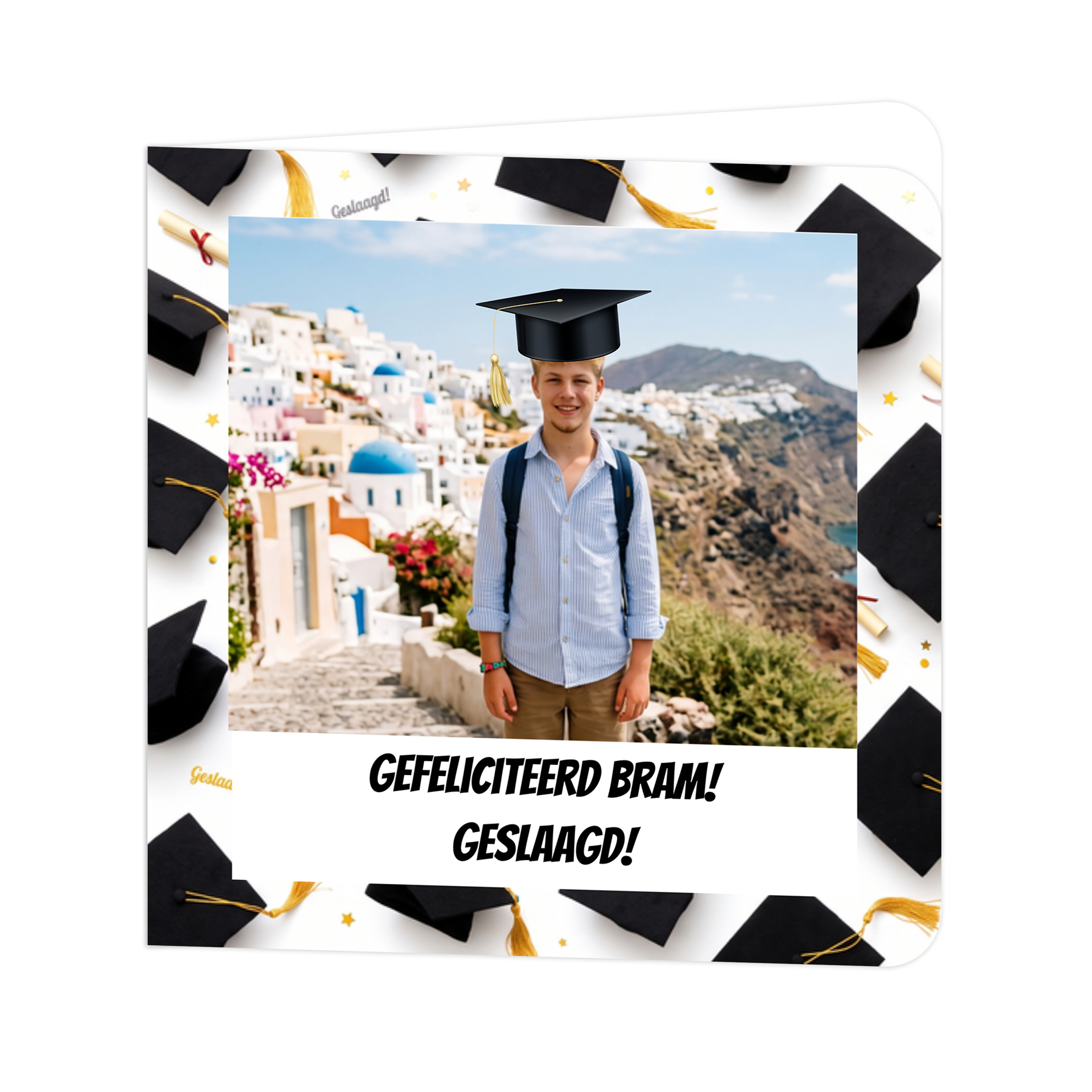 Persoonlijk Geslaagd Kaartje met Foto & Afstudeerhoedje