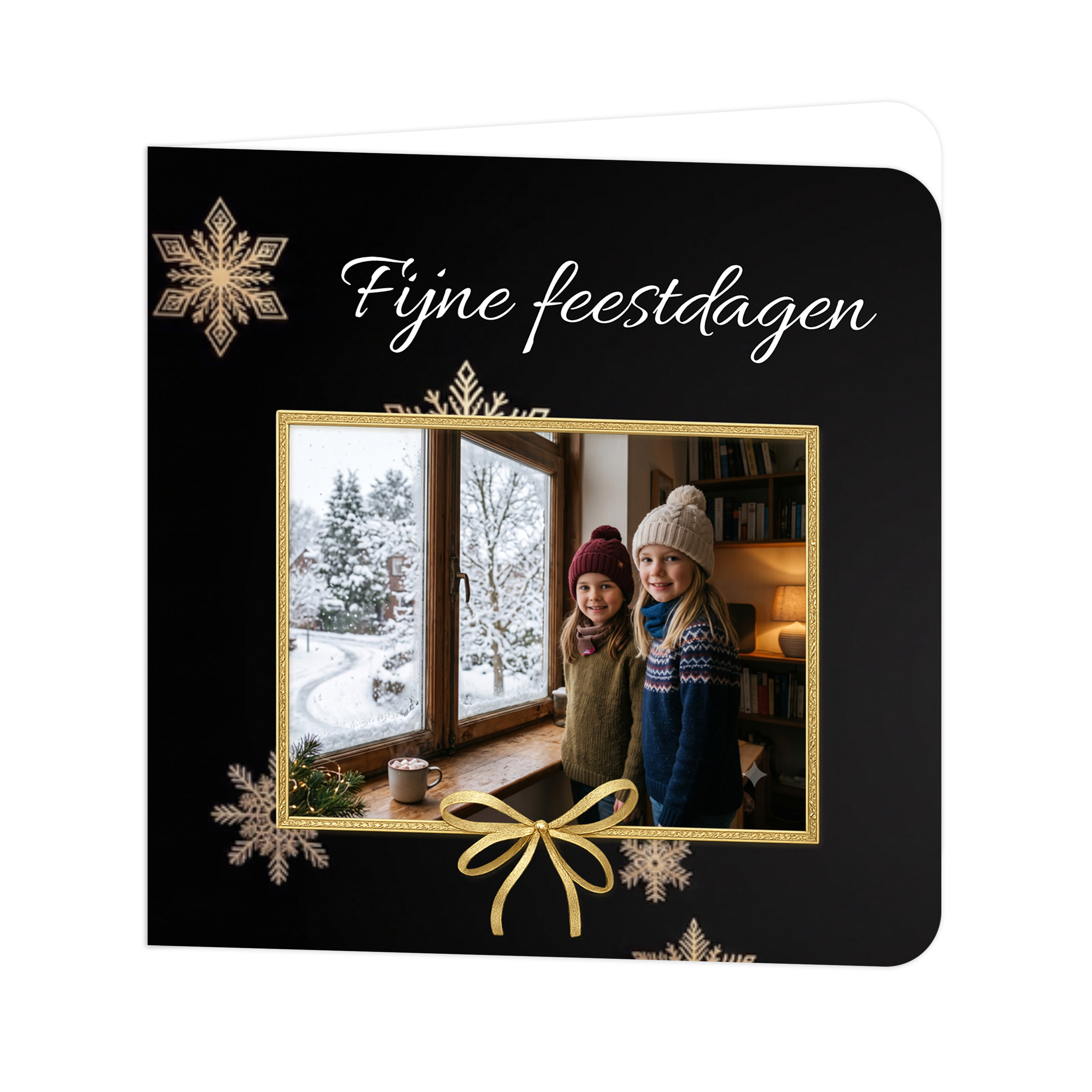 Zelf te personaliseren kerstkaart met foto van je kinderen – Fijne Feestdagen!