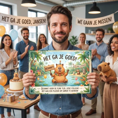Grappige grote kaart voor afscheid nemen van collega's