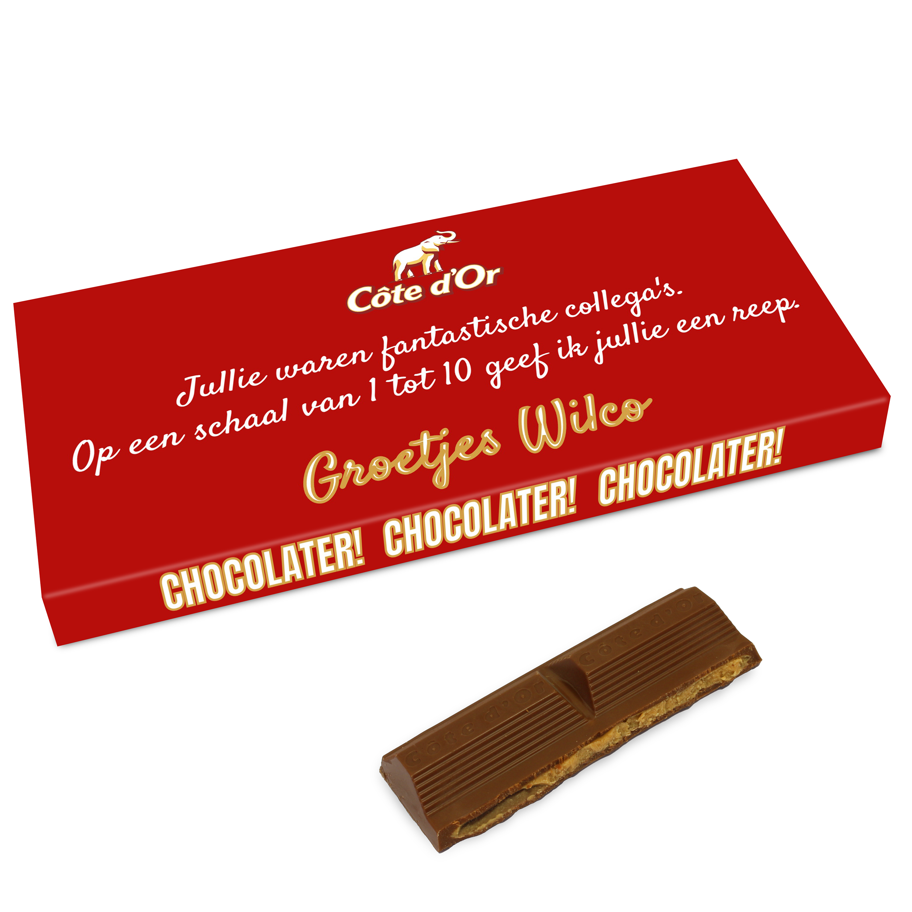 Côte d'Or reep gepersonaliseerd - Chocolater - Pensioenbedankje
