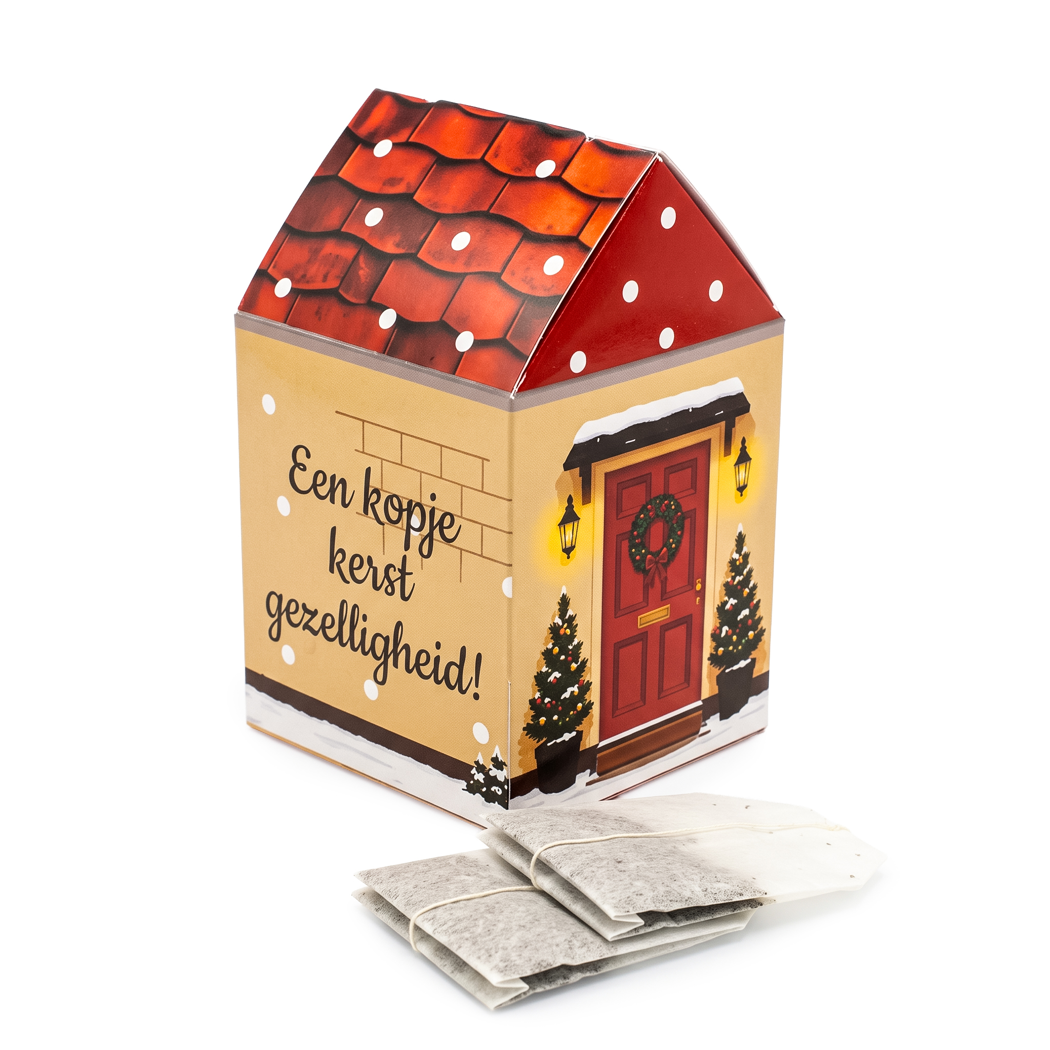Kersthuisje gevuld met theezakjes - Kerstgeschenkje